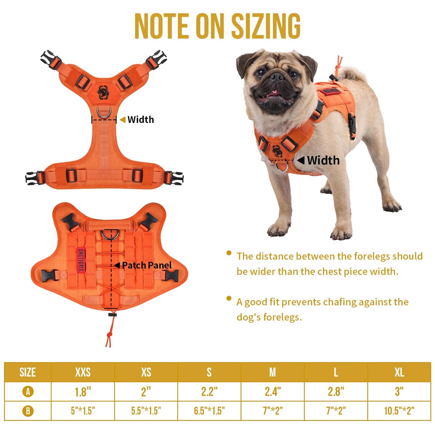OneTigris Tactical Dog Harness - Fire Watcher Comfortable Patrol Vest (Black, Medium)