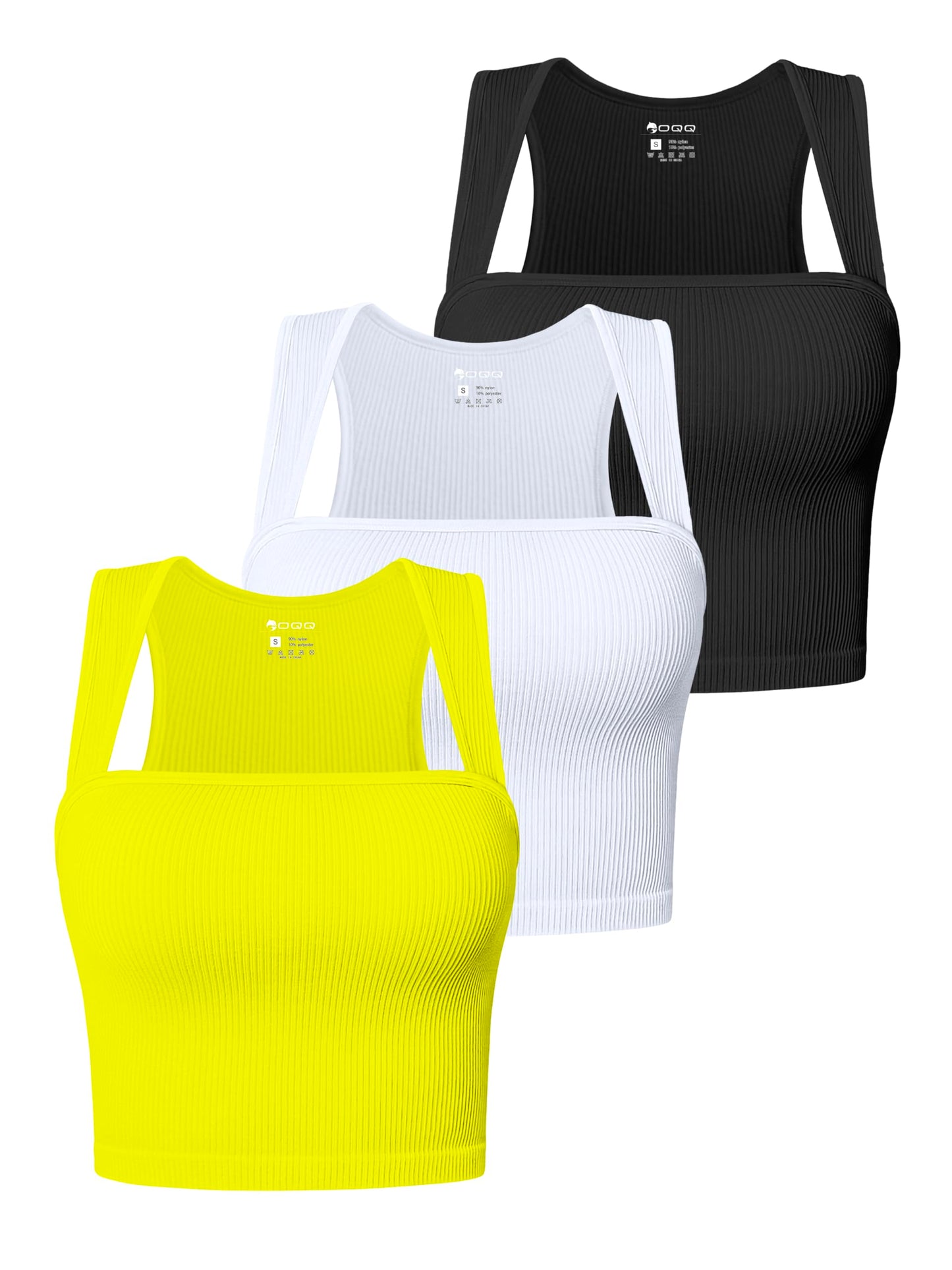 OQQ WOMENS RIBBED TANK TOP WITH SQUARE NECK