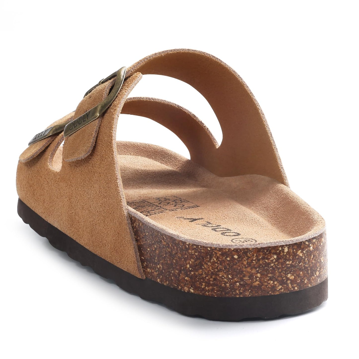 ODOLY Women's Cork Footbed Slide Sandal, Arch Support Summer Outdoor Sandals with Adjustable Buckle, Black US Women Size 10, EU Women Size 41