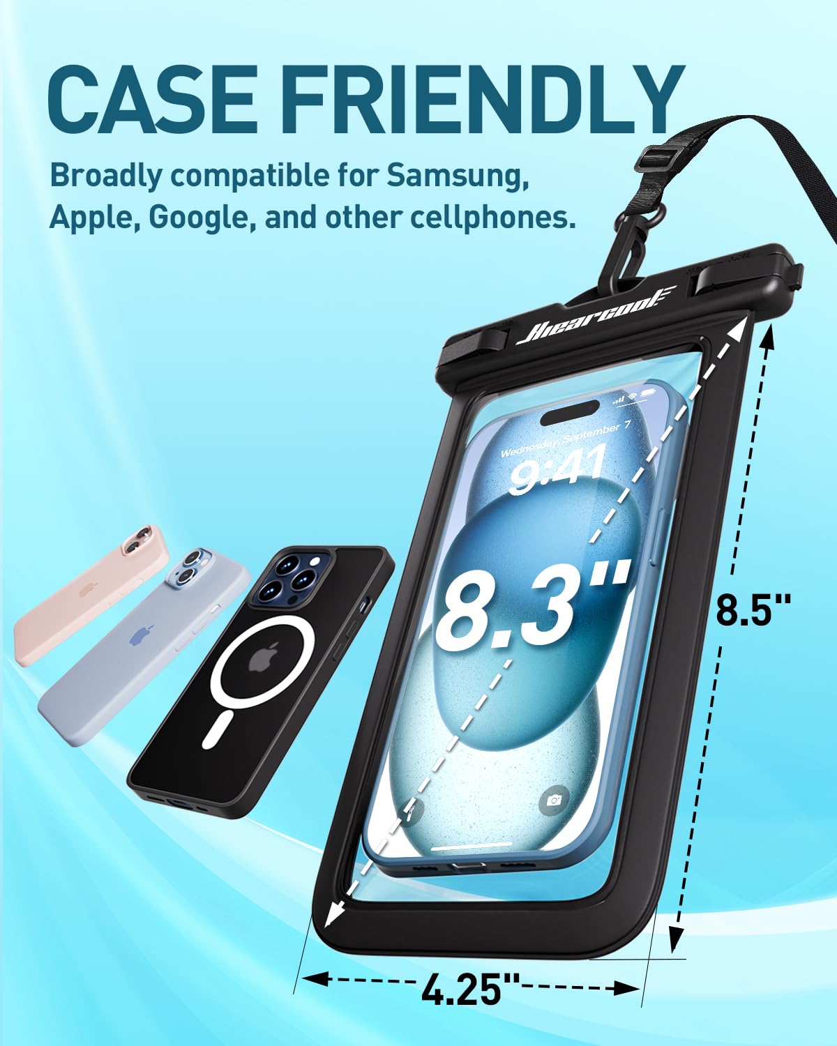 Hiearcool Waterproof Phone Pouch, Waterproof Phone Case for iPhone 15 14 13 12 Pro Max, IPX8 Cellphone Dry Bag Beach Cruise Ship Essentials 2Pack-8.3"
