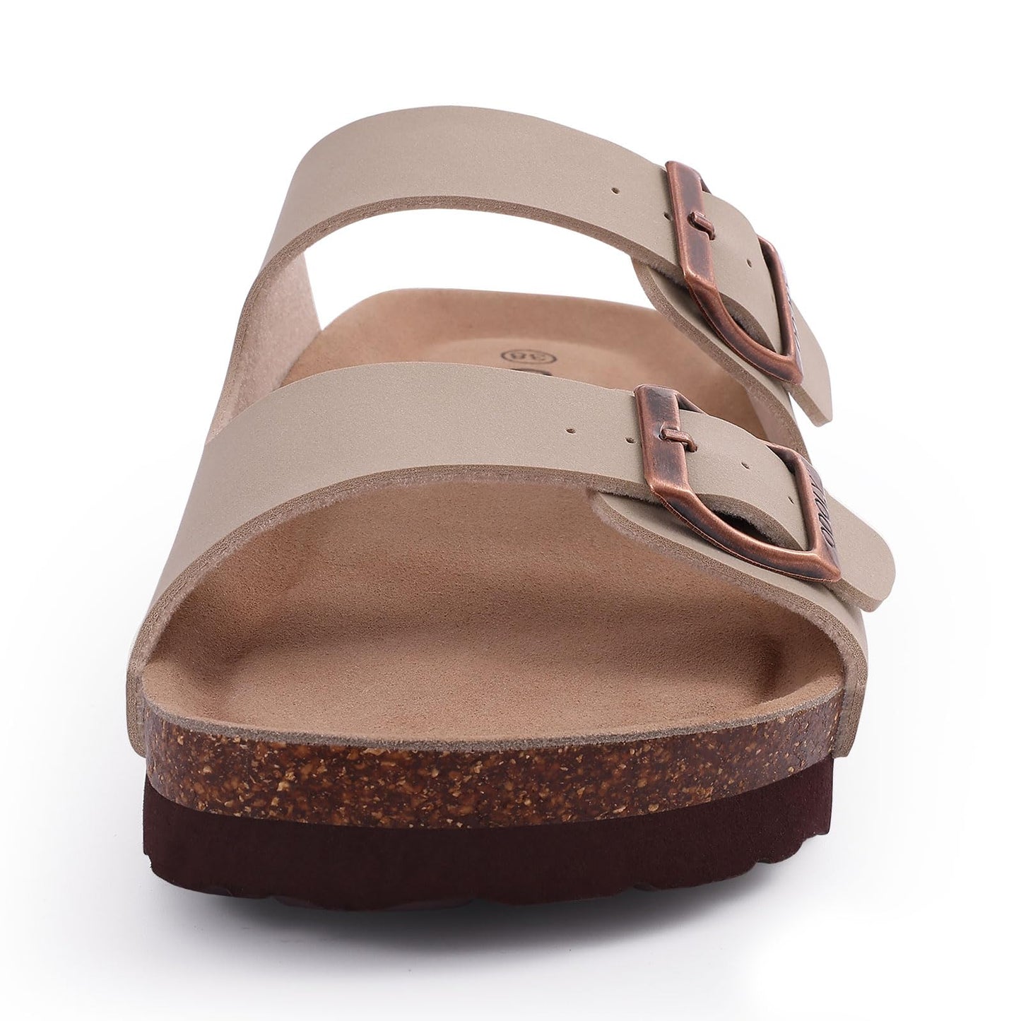 ODOLY Women's Cork Footbed Slide Sandal, Arch Support Summer Outdoor Sandals with Adjustable Buckle, Black US Women Size 10, EU Women Size 41