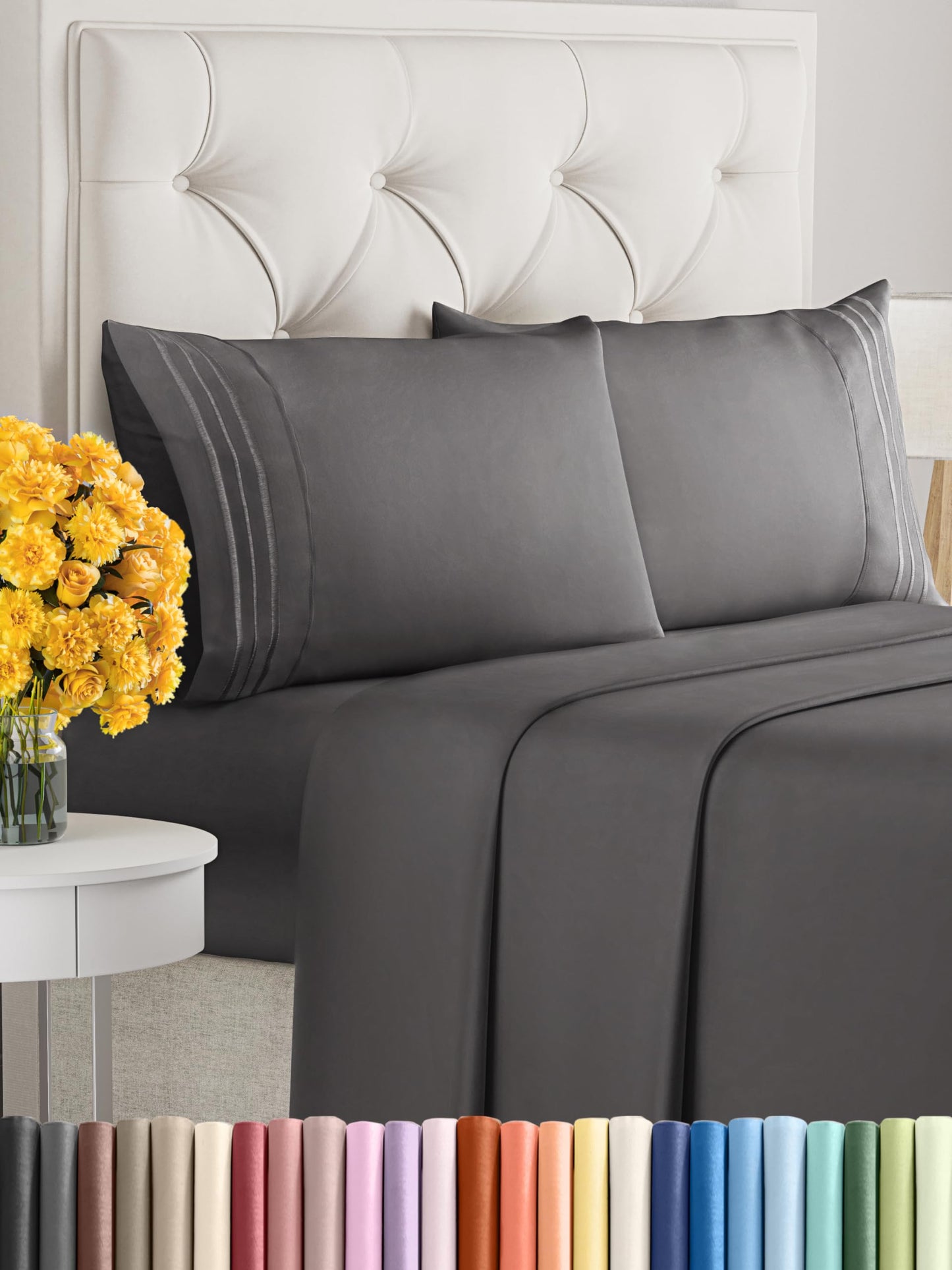 Queen Size 4 Piece Sheet Set - Comfy Breathable & Cooling Sheets - Hotel Luxury Bed Sheets for Women & Men - Deep Pockets, Easy-Fit, Extra Soft & Wrinkle Free Sheets - White Oeko-Tex Bed Sheet Set