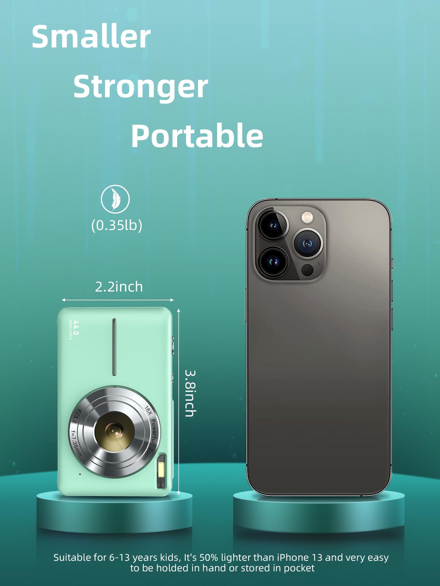 Digital Camera, FHD 1080P Camera, Digital Point and Shoot Camera with 16X Zoom Anti Shake, Compact Small Camera for Boys Girls Kids