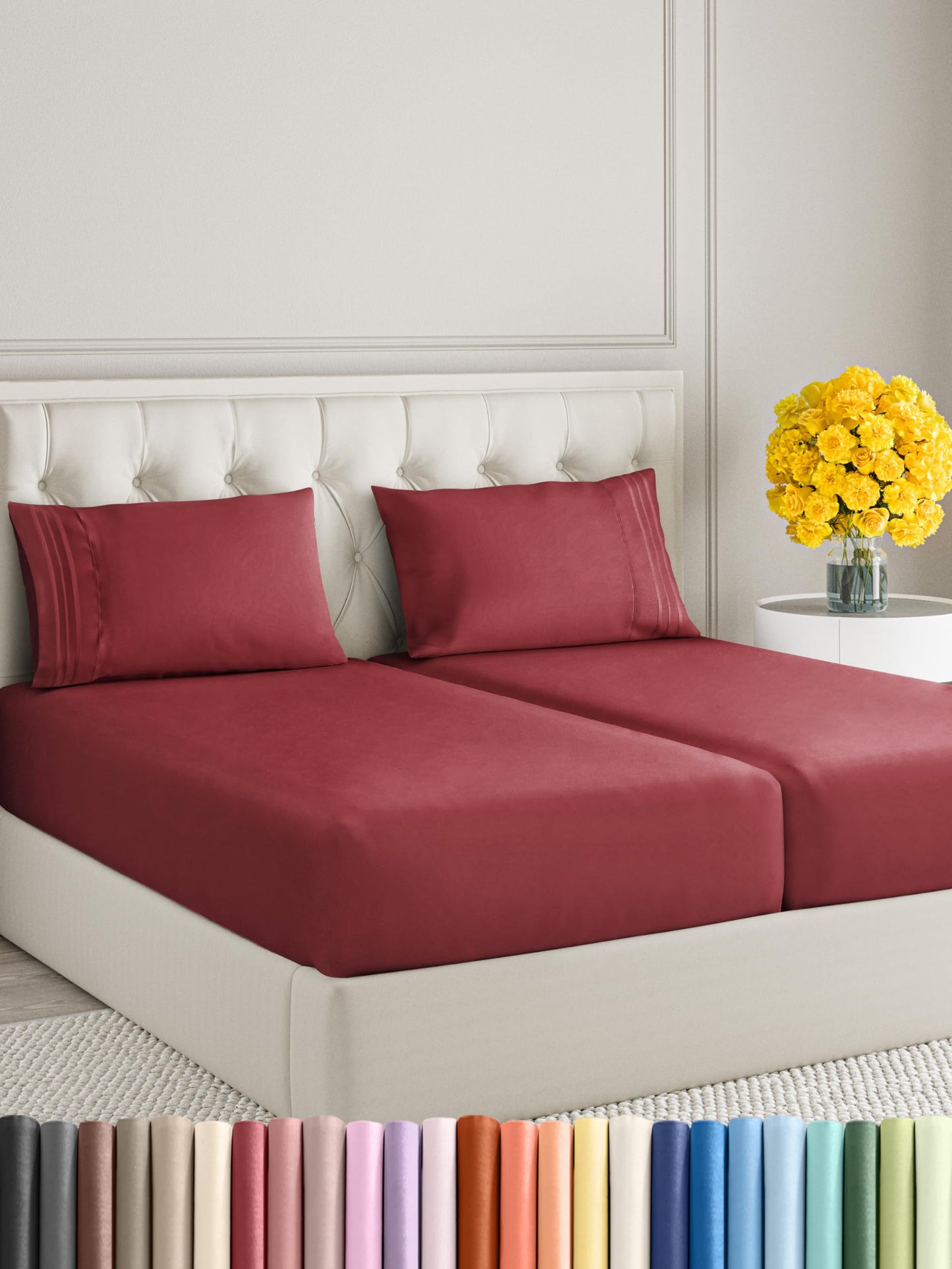 Queen Size 4 Piece Sheet Set - Comfy Breathable & Cooling Sheets - Hotel Luxury Bed Sheets for Women & Men - Deep Pockets, Easy-Fit, Extra Soft & Wrinkle Free Sheets - White Oeko-Tex Bed Sheet Set