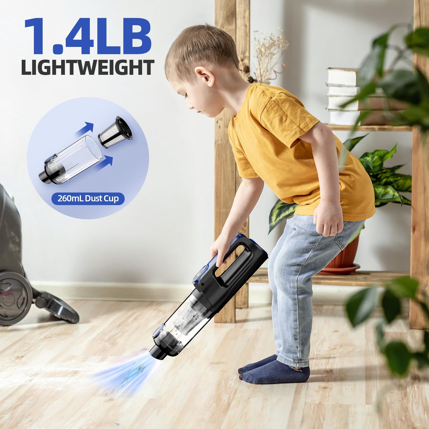 MONOZEL Car Vacuum Portable Cordless, 18000Pa 2 in 1 Vacuum Cleaner&Air Duster, 130W Brushless Motor Handheld Vacuum Cordless with 7800mAh Battery, LED Light, Multi-Nozzles for Car, Home, Office, Pet