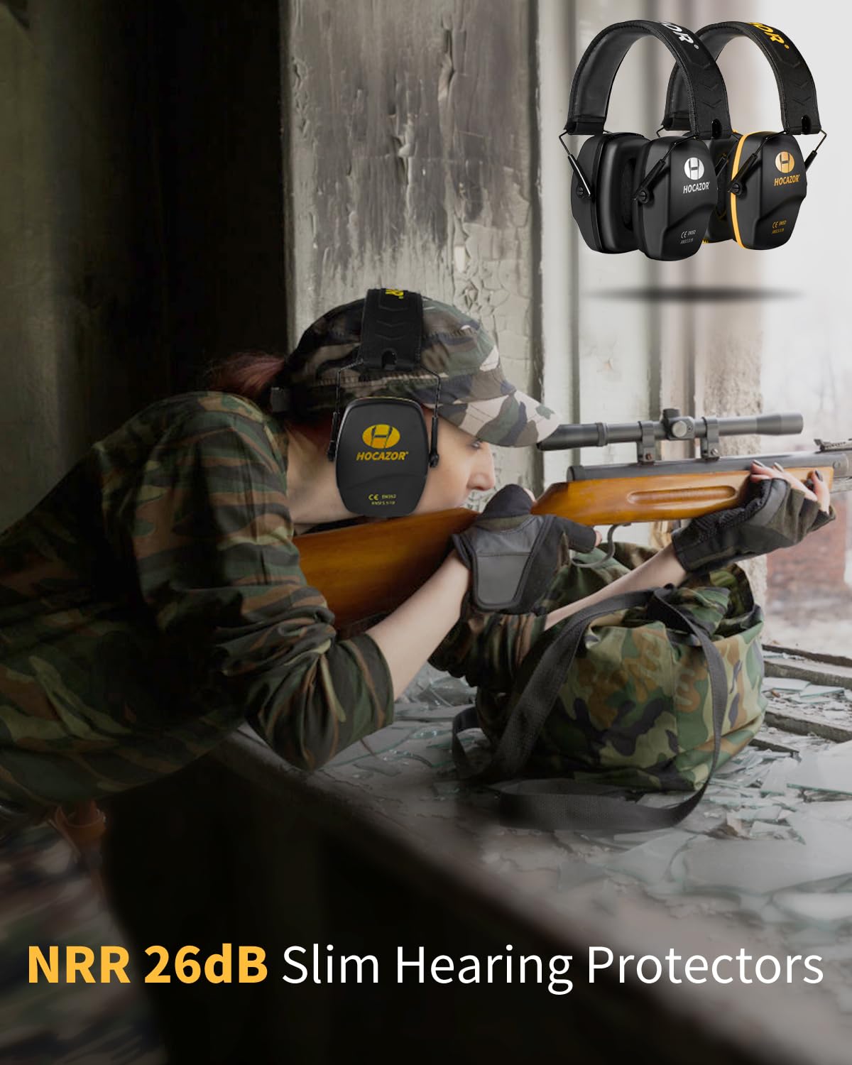 Hocazor Shooting Ear Protection NRR 26dB Suit for Shooters Hunting Range Racing Concert Sports Events Airports - Black&Purple HO1006