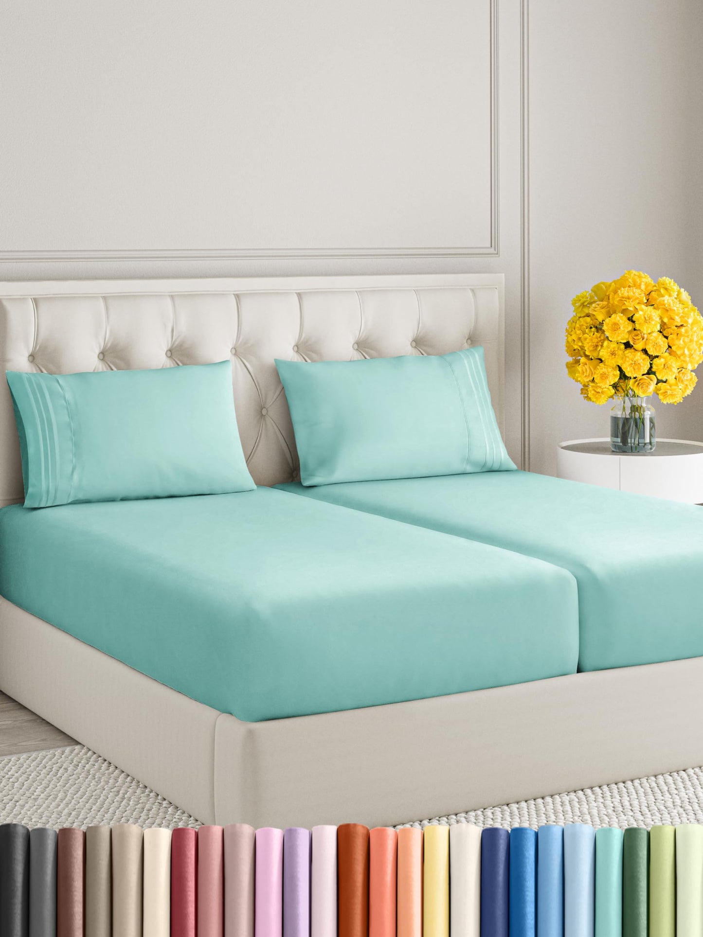 Queen Size 4 Piece Sheet Set - Comfy Breathable & Cooling Sheets - Hotel Luxury Bed Sheets for Women & Men - Deep Pockets, Easy-Fit, Extra Soft & Wrinkle Free Sheets - White Oeko-Tex Bed Sheet Set