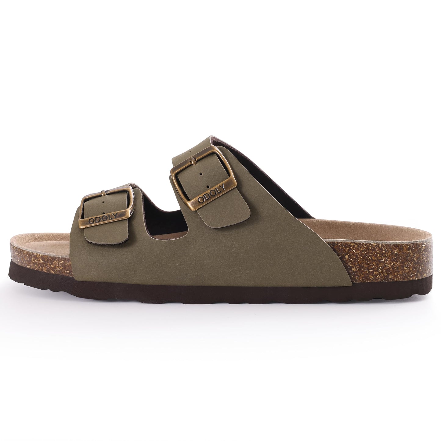 ODOLY Women's Cork Footbed Slide Sandal, Arch Support Summer Outdoor Sandals with Adjustable Buckle, Black US Women Size 10, EU Women Size 41