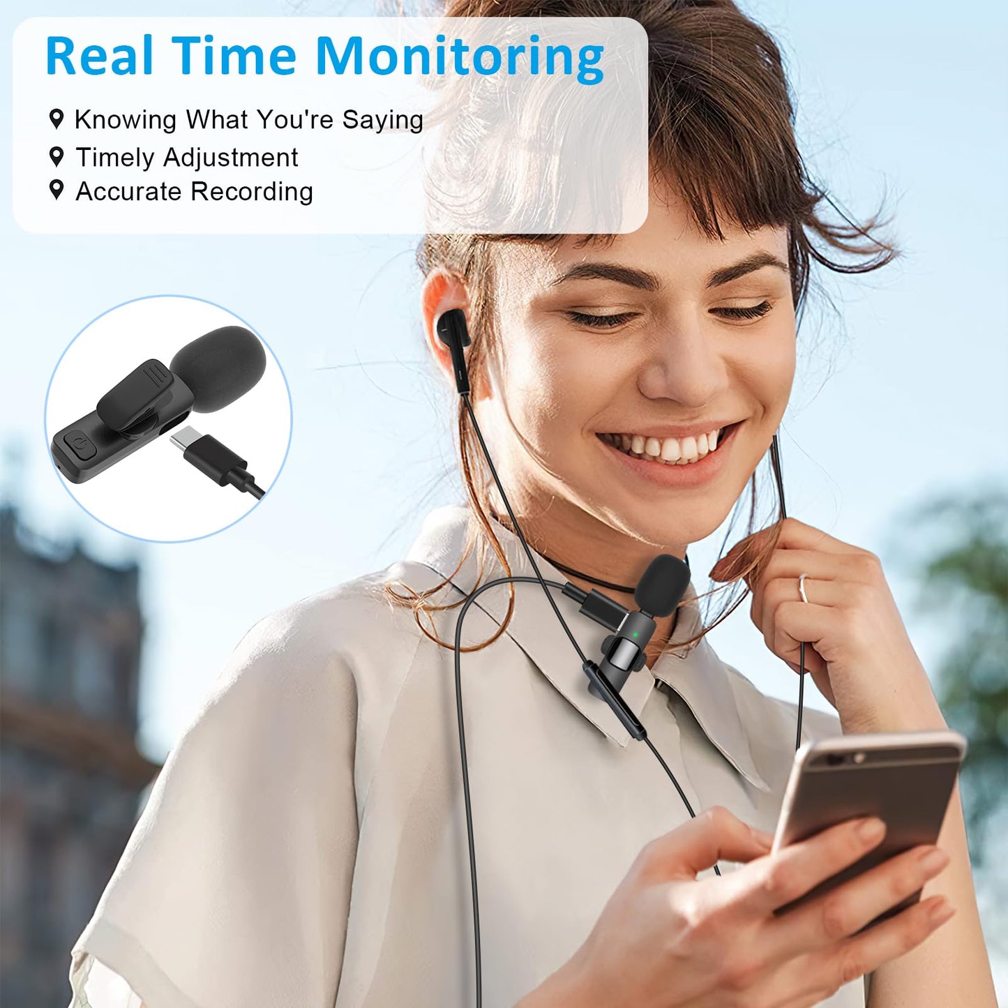 MAYBESTA Professional Wireless Lavalier Lapel Microphone for iPhone, iPad - Cordless Omnidirectional Condenser Recording Mic for Interview Video Podcast Vlog YouTube