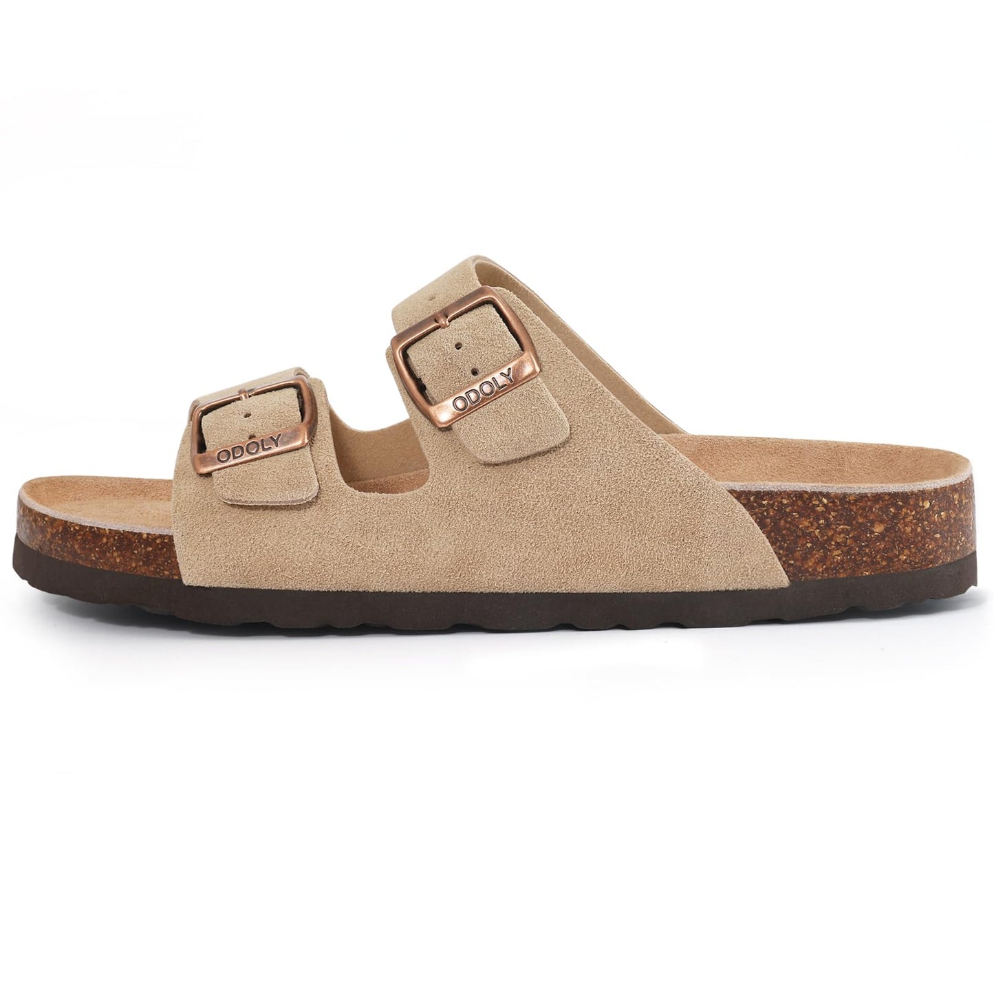 ODOLY Women's Cork Footbed Slide Sandal, Arch Support Summer Outdoor Sandals with Adjustable Buckle, Black US Women Size 10, EU Women Size 41
