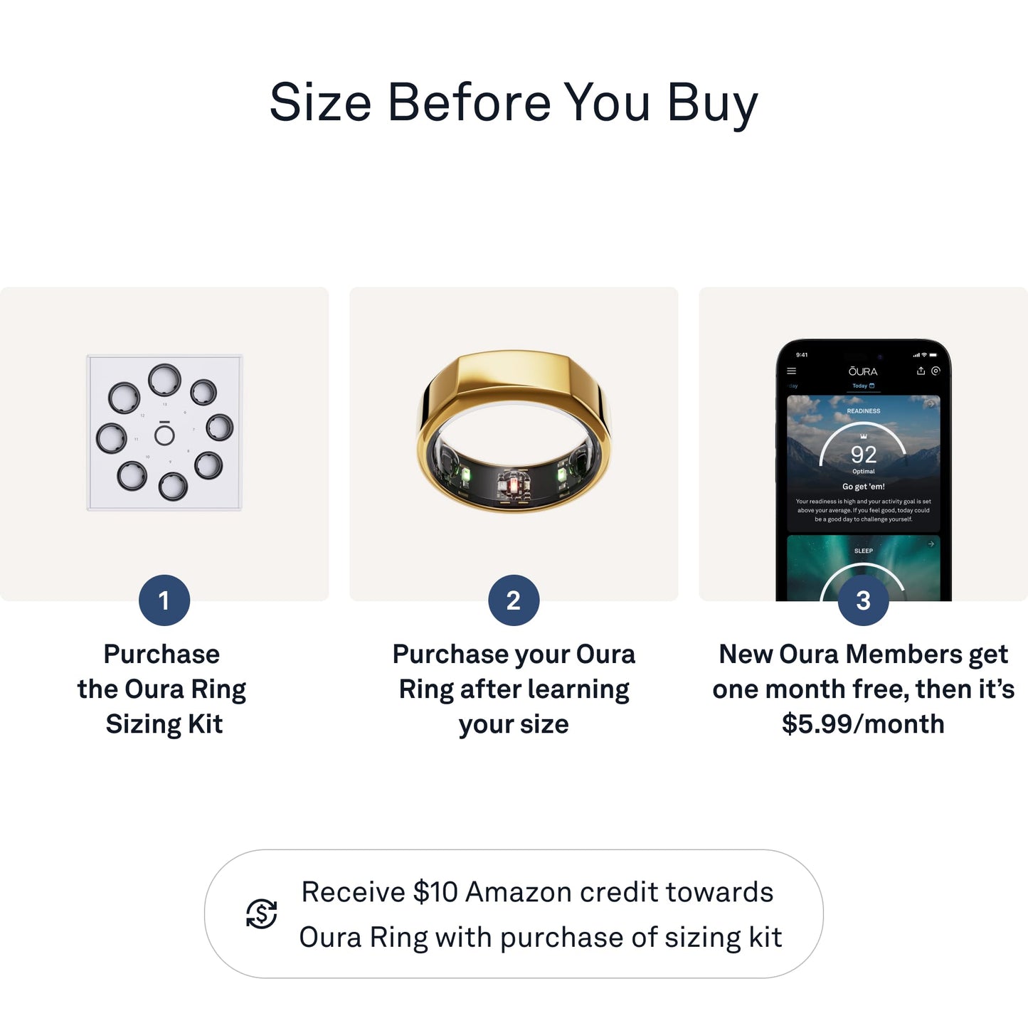 OURA SILVER RING GEN3 HORIZON HEART RATE- FITNESS TRACKER- 5-7 DAY BATTERY LIFE
