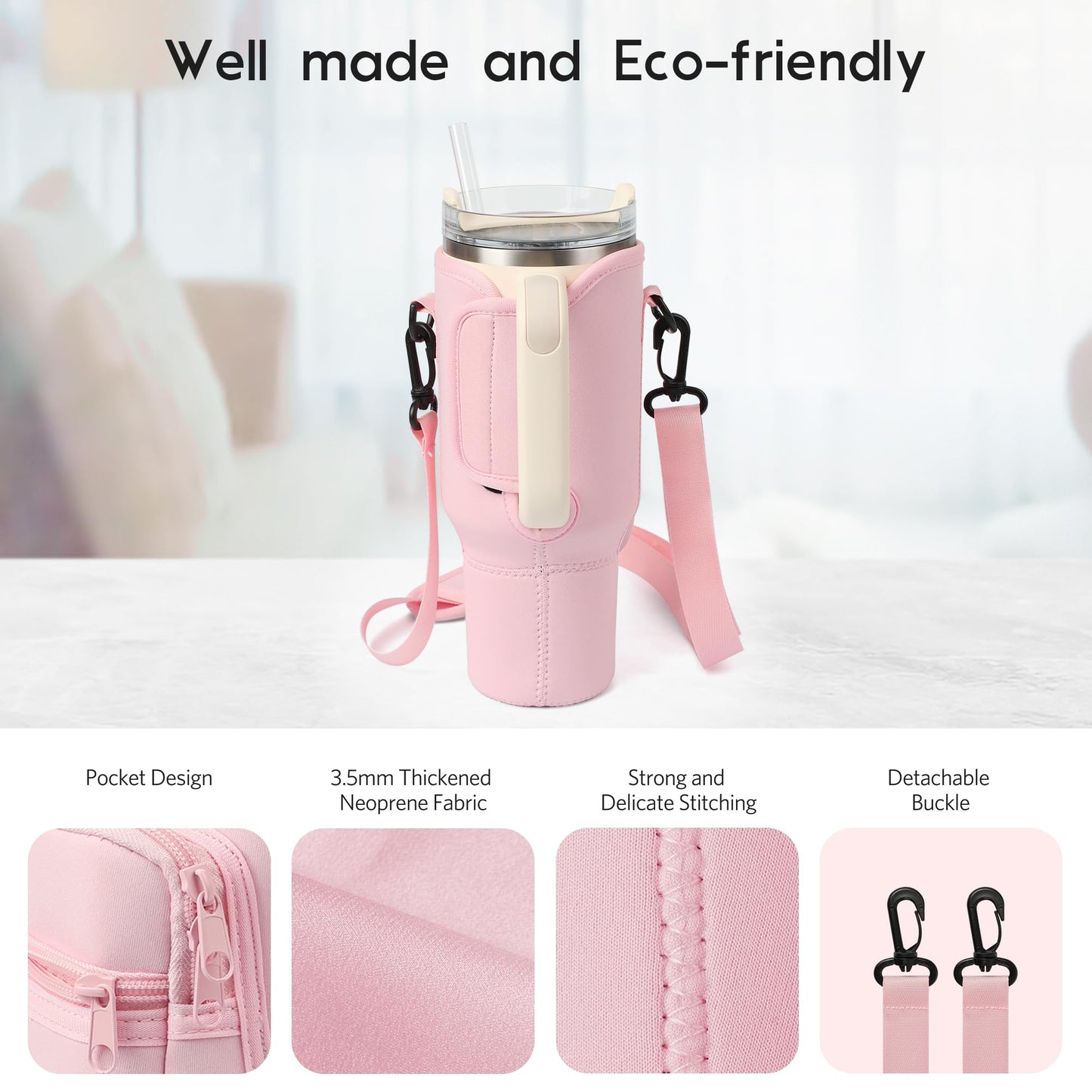 Stanley Cup Carrier With Pocket With Adjustable Strap