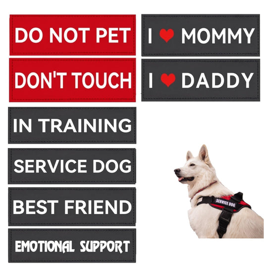 Service Dog Patch 8 Pcs, Do Not Pet, Best Friend, in Training, Emotional Support Patch, (Small -1.18 x 4.33)