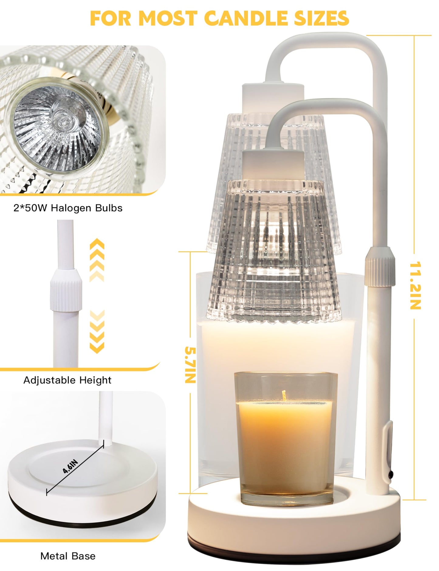 GODONLIF Candle Warmer Lamp with Timer Dimmable, Birthday Gifts for Women Mom, House Warming Gifts New Home Decor, Wax Melt Warmer for Jar Candles with 2 Bulbs