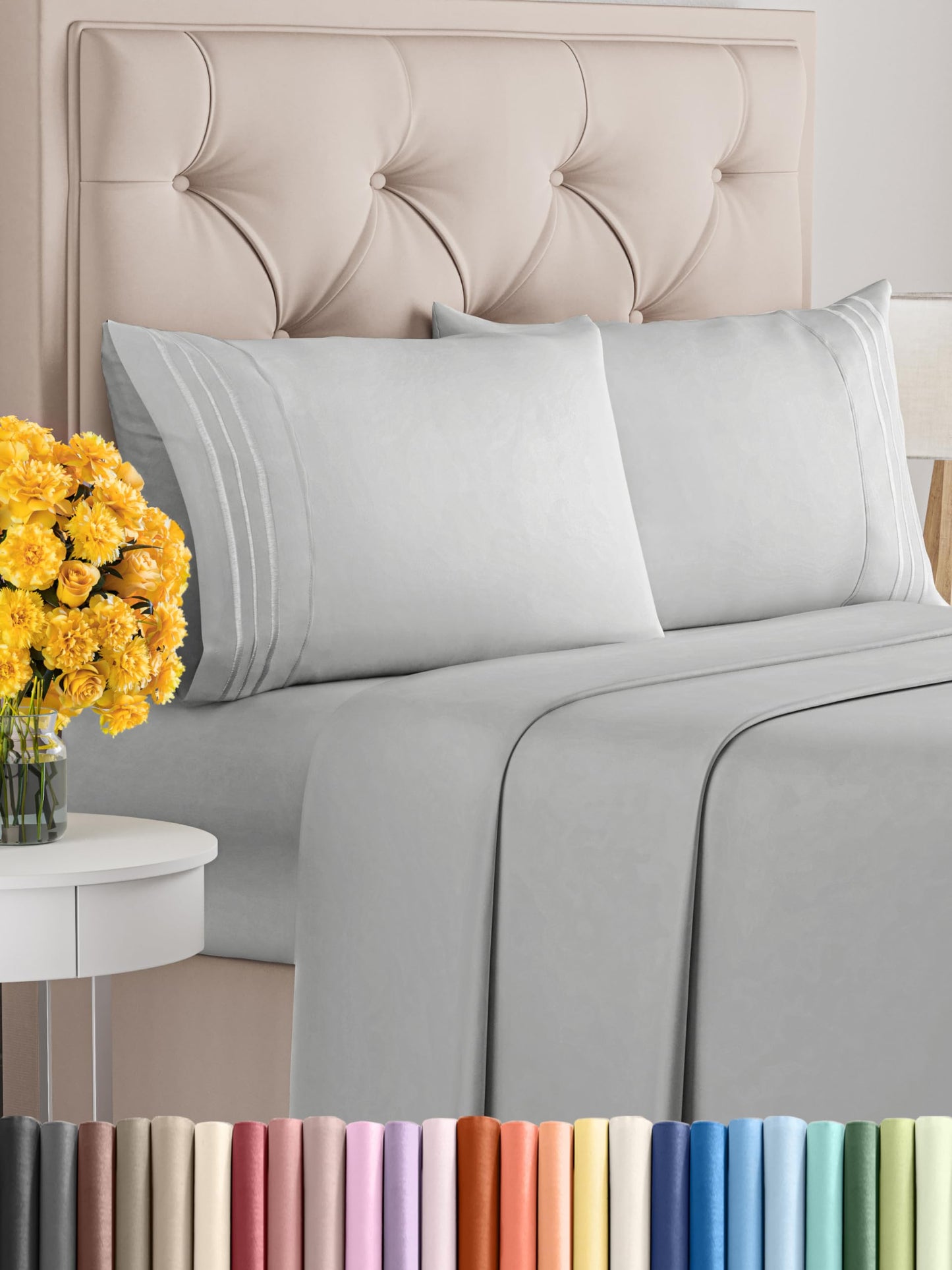 Queen Size 4 Piece Sheet Set - Comfy Breathable & Cooling Sheets - Hotel Luxury Bed Sheets for Women & Men - Deep Pockets, Easy-Fit, Extra Soft & Wrinkle Free Sheets - White Oeko-Tex Bed Sheet Set