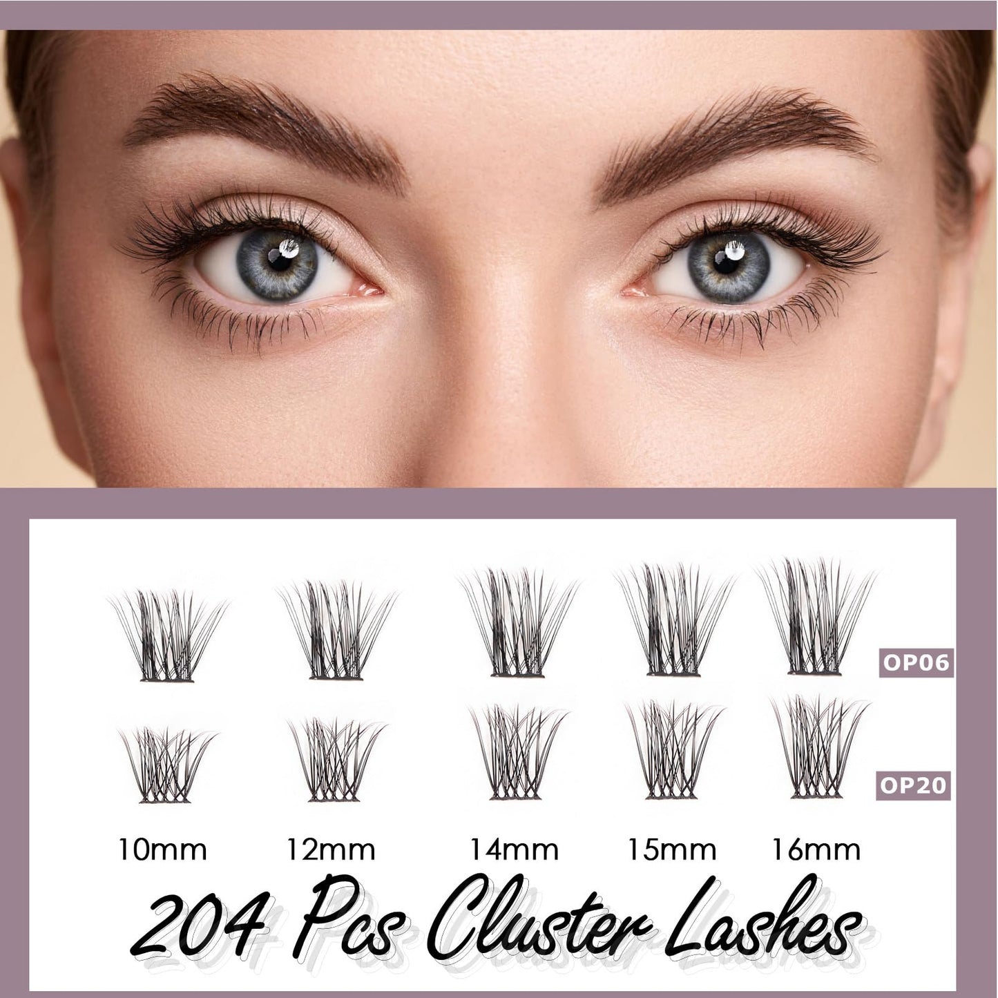 Lash Extension Kit 72 Cluster Individual Lashes Natural with Lash Bond and Seal Super Hold Eyelash Tweezers Lash Glue Remover Easy to Remove Lash Clusters Kit DIY at Home 10-16mm C/D Curl - OP01