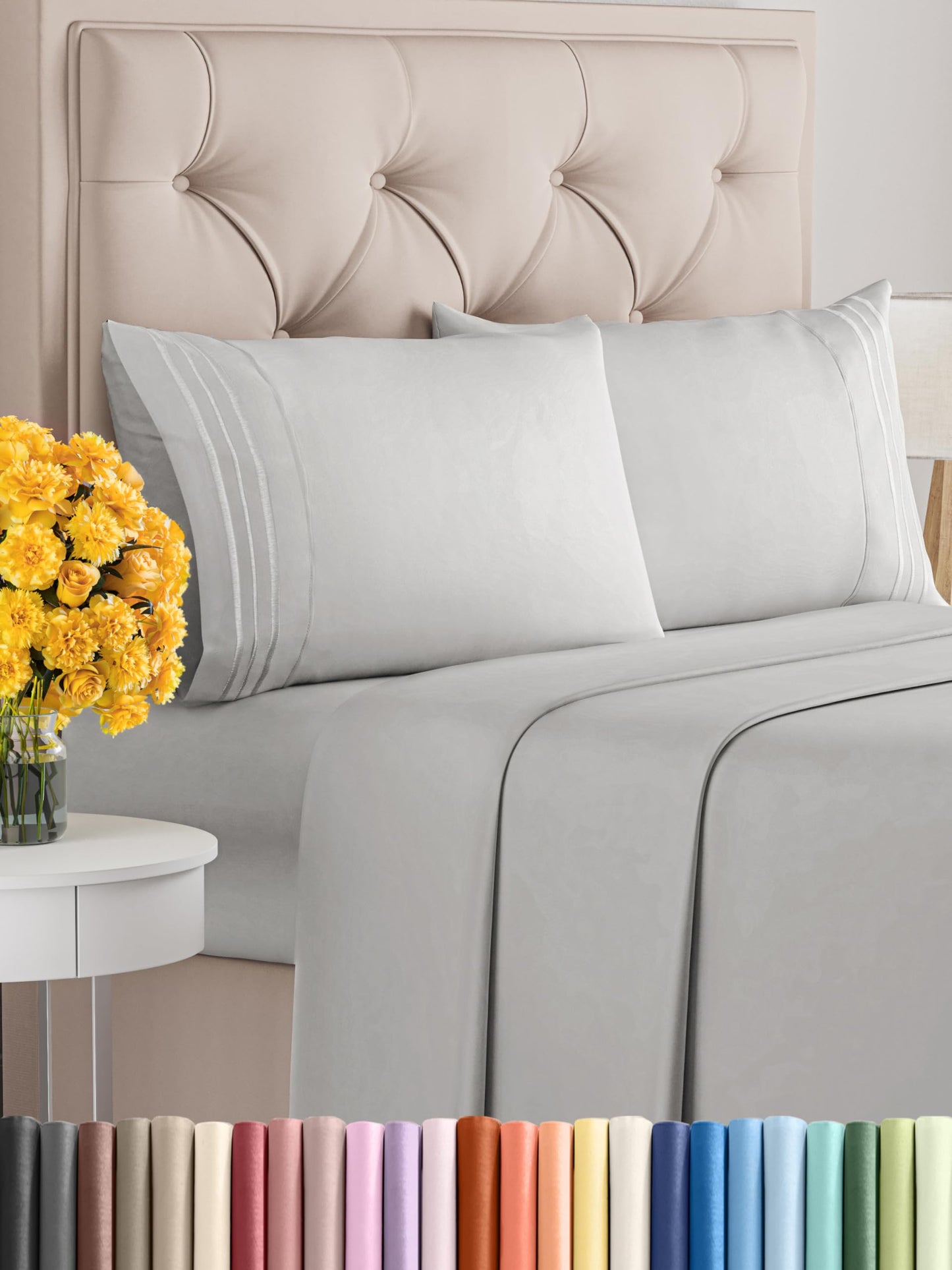 Queen Size 4 Piece Sheet Set - Comfy Breathable & Cooling Sheets - Hotel Luxury Bed Sheets for Women & Men - Deep Pockets, Easy-Fit, Extra Soft & Wrinkle Free Sheets - White Oeko-Tex Bed Sheet Set