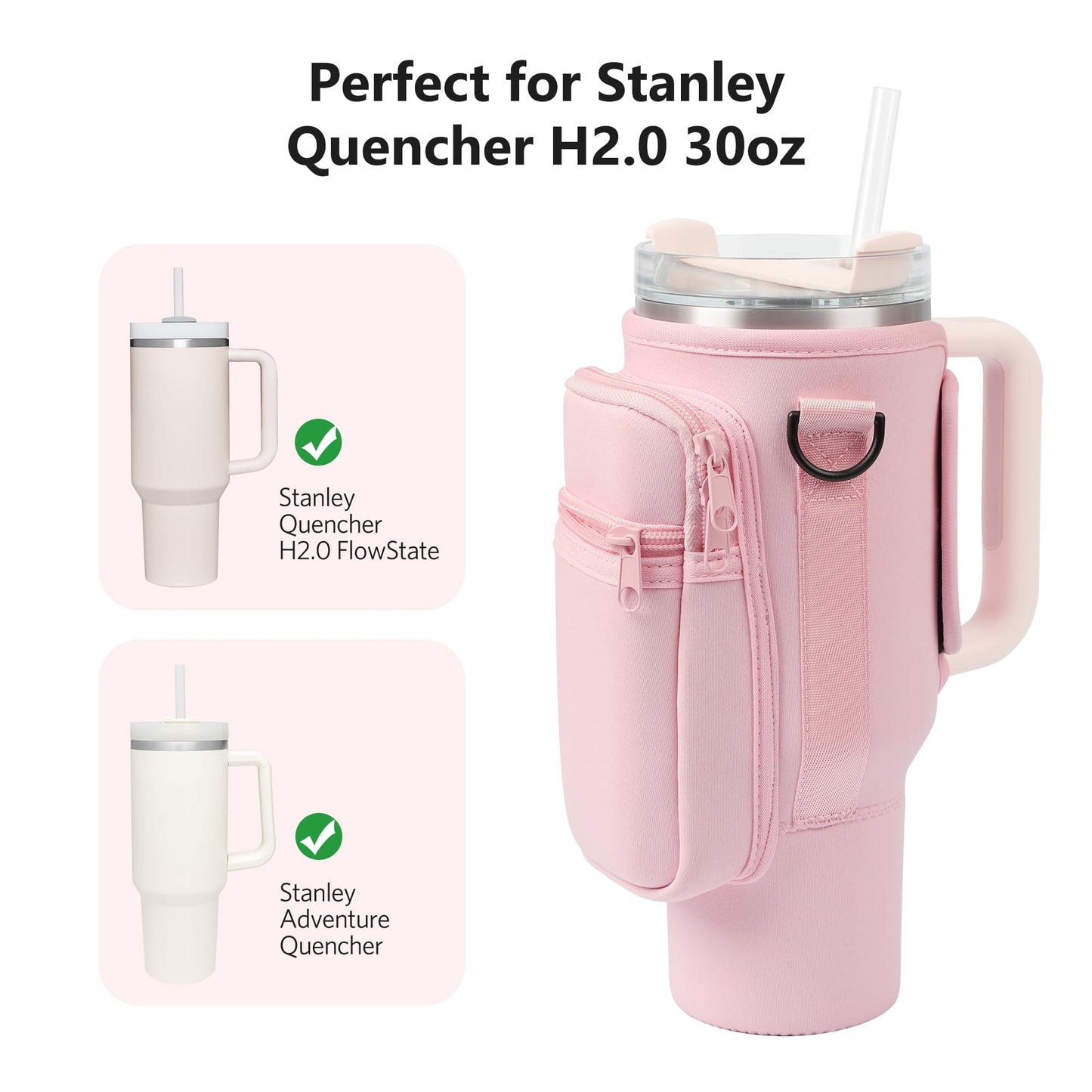 Stanley Cup Carrier With Pocket With Adjustable Strap