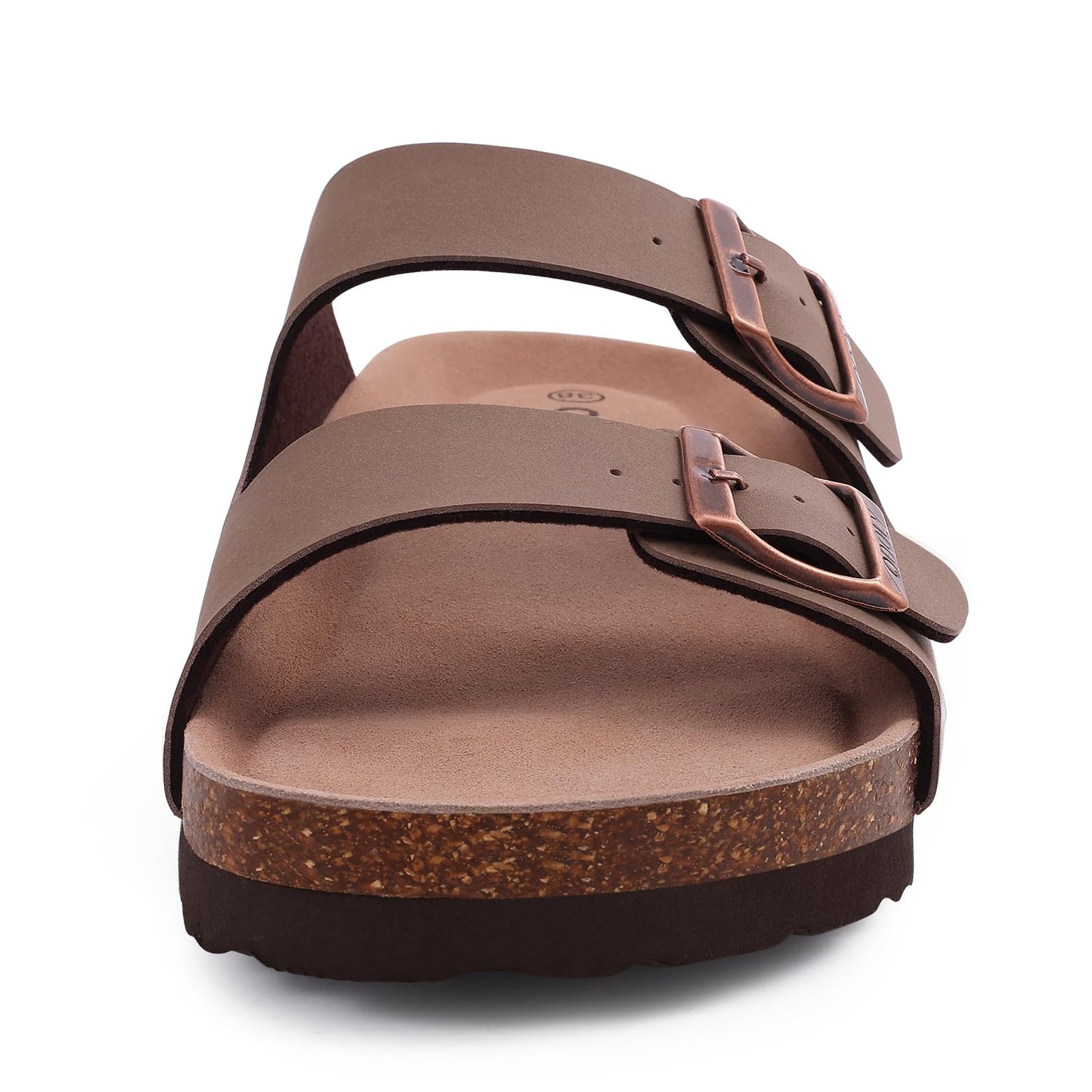 ODOLY Women's Cork Footbed Slide Sandal, Arch Support Summer Outdoor Sandals with Adjustable Buckle, Black US Women Size 10, EU Women Size 41