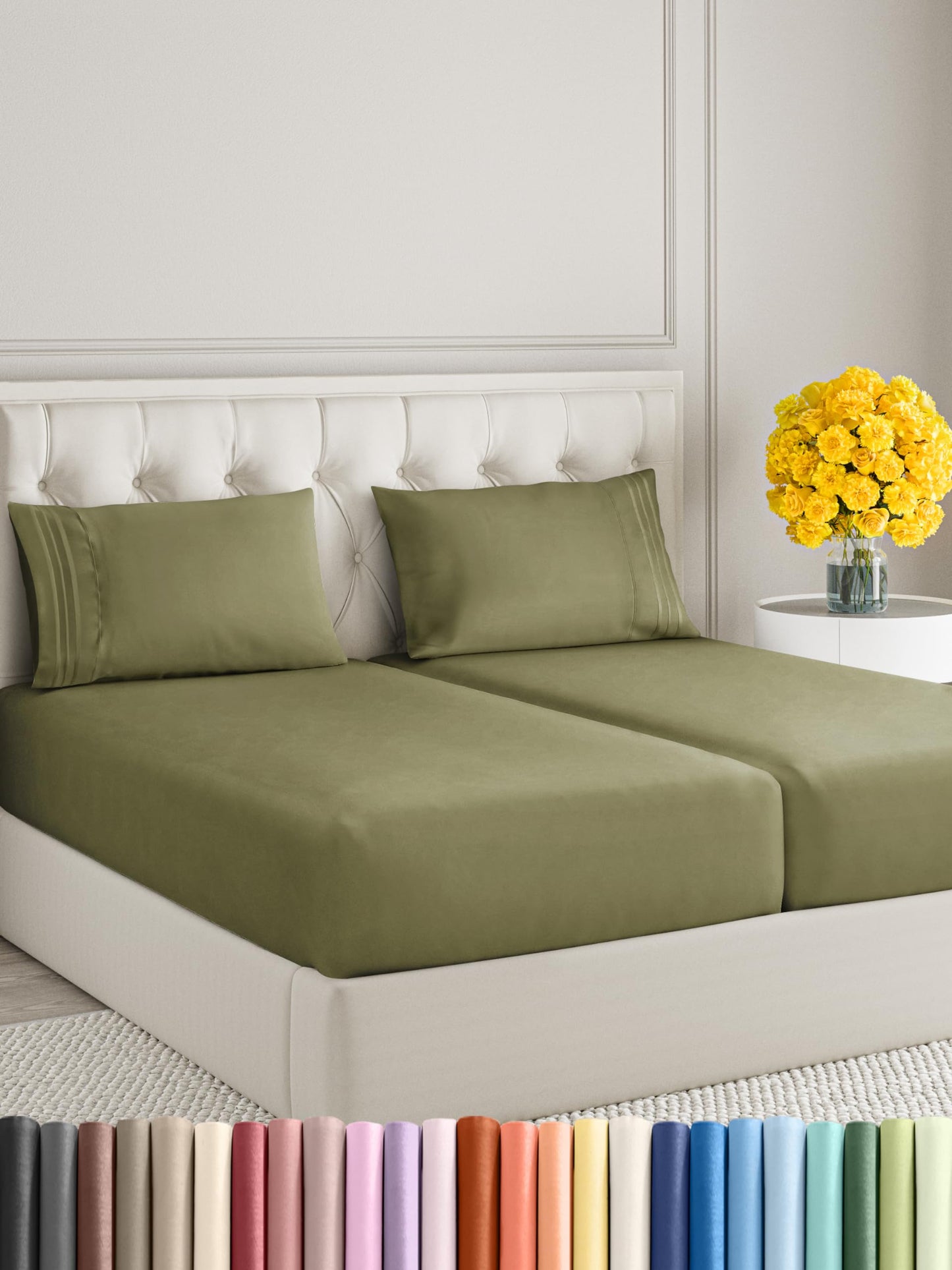 Queen Size 4 Piece Sheet Set - Comfy Breathable & Cooling Sheets - Hotel Luxury Bed Sheets for Women & Men - Deep Pockets, Easy-Fit, Extra Soft & Wrinkle Free Sheets - White Oeko-Tex Bed Sheet Set
