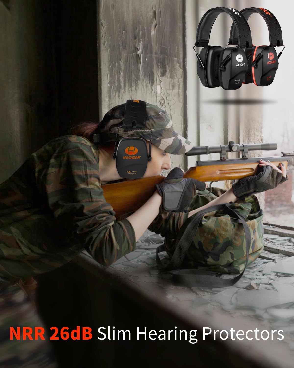 Hocazor Shooting Ear Protection NRR 26dB Suit for Shooters Hunting Range Racing Concert Sports Events Airports - Black&Purple HO1006