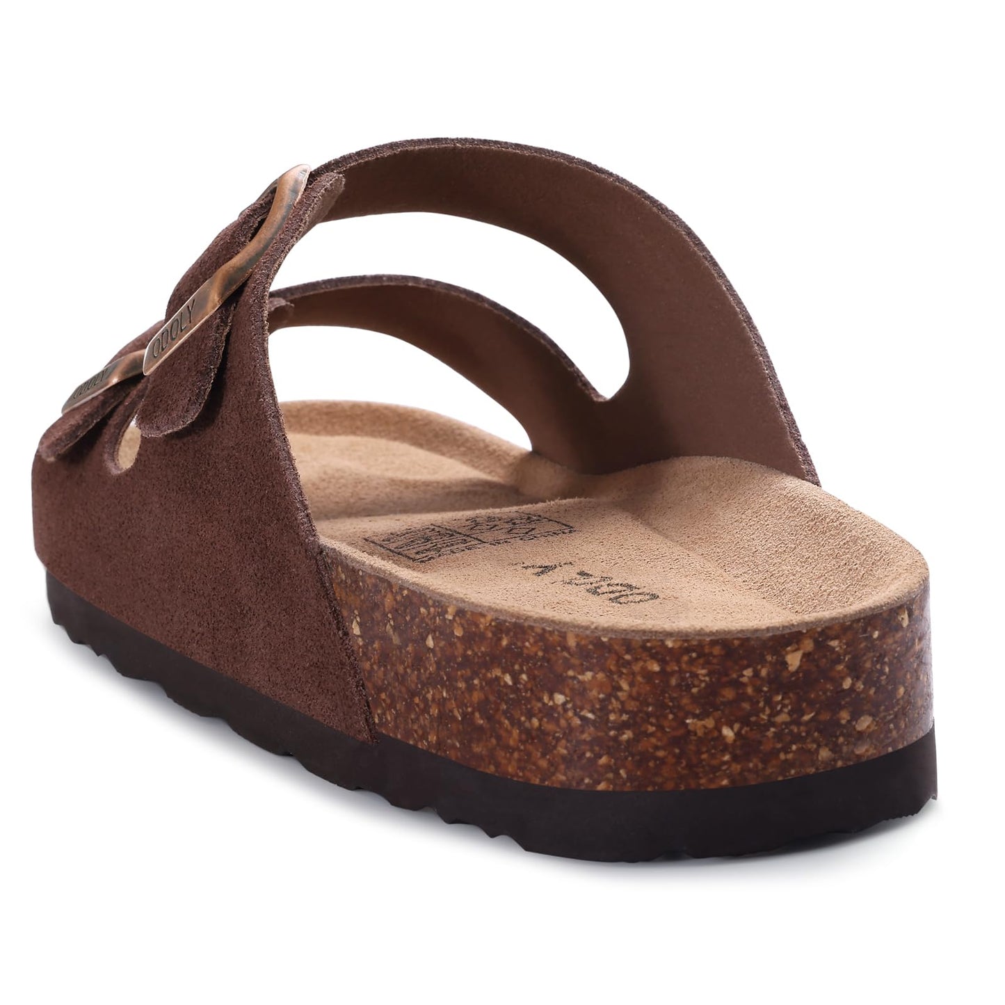 ODOLY Women's Cork Footbed Slide Sandal, Arch Support Summer Outdoor Sandals with Adjustable Buckle, Black US Women Size 10, EU Women Size 41
