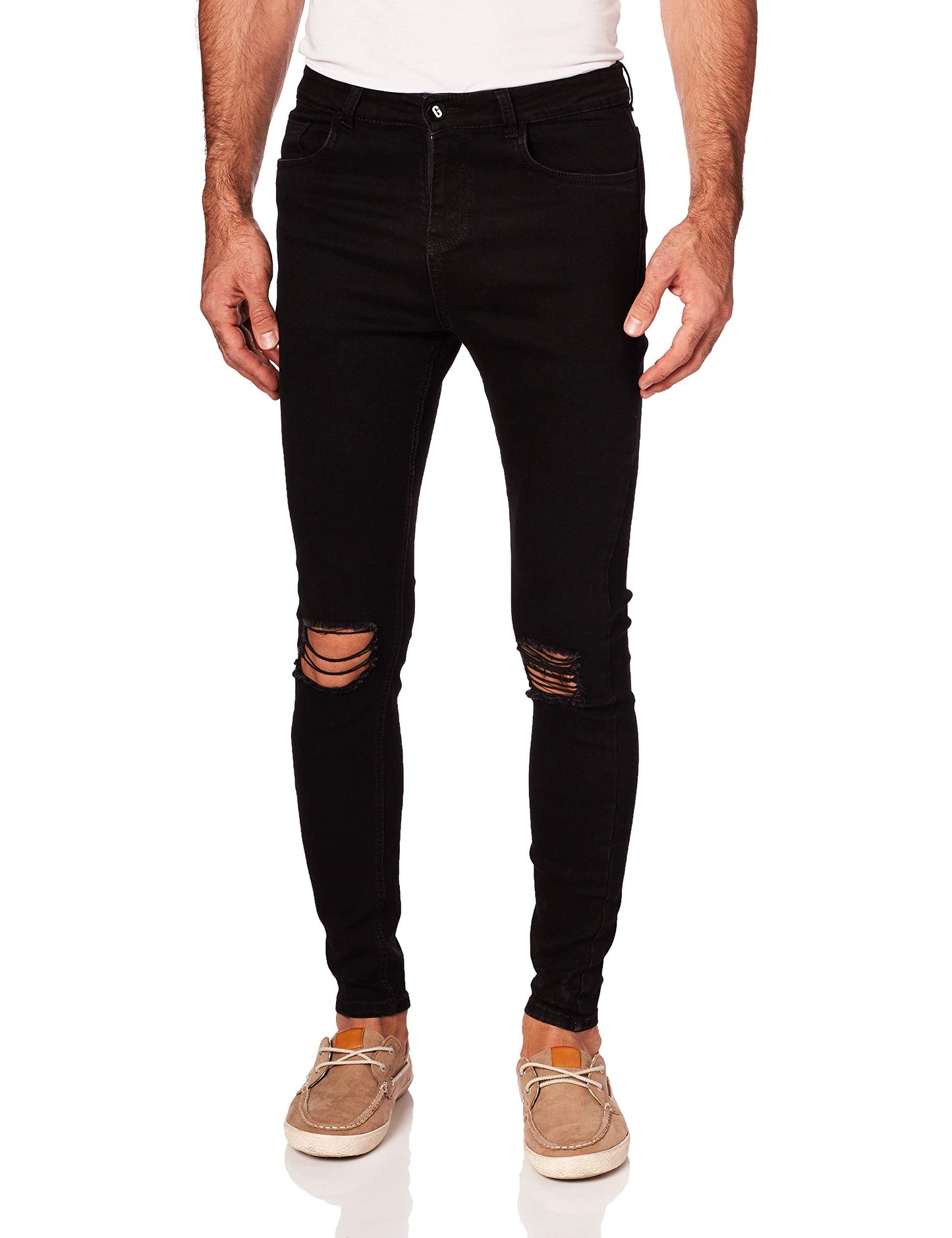 GINGTTO Men's Skinny Stretch Jeans Slim Fit (32, Black)