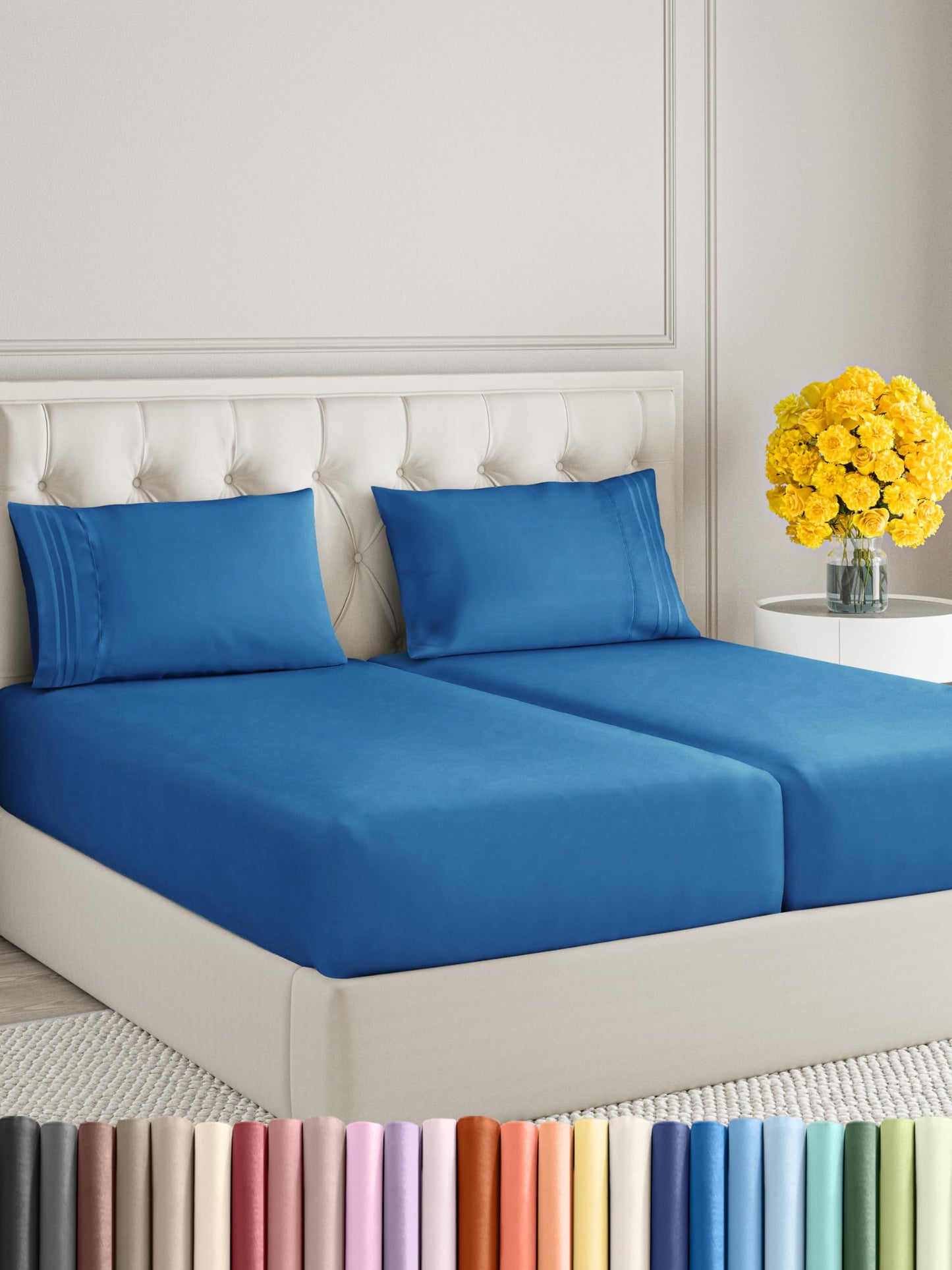 Queen Size 4 Piece Sheet Set - Comfy Breathable & Cooling Sheets - Hotel Luxury Bed Sheets for Women & Men - Deep Pockets, Easy-Fit, Extra Soft & Wrinkle Free Sheets - White Oeko-Tex Bed Sheet Set