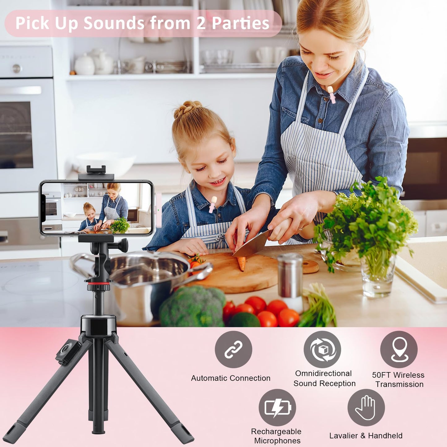 MAYBESTA Professional Wireless Lavalier Lapel Microphone for iPhone, iPad - Cordless Omnidirectional Condenser Recording Mic for Interview Video Podcast Vlog YouTube