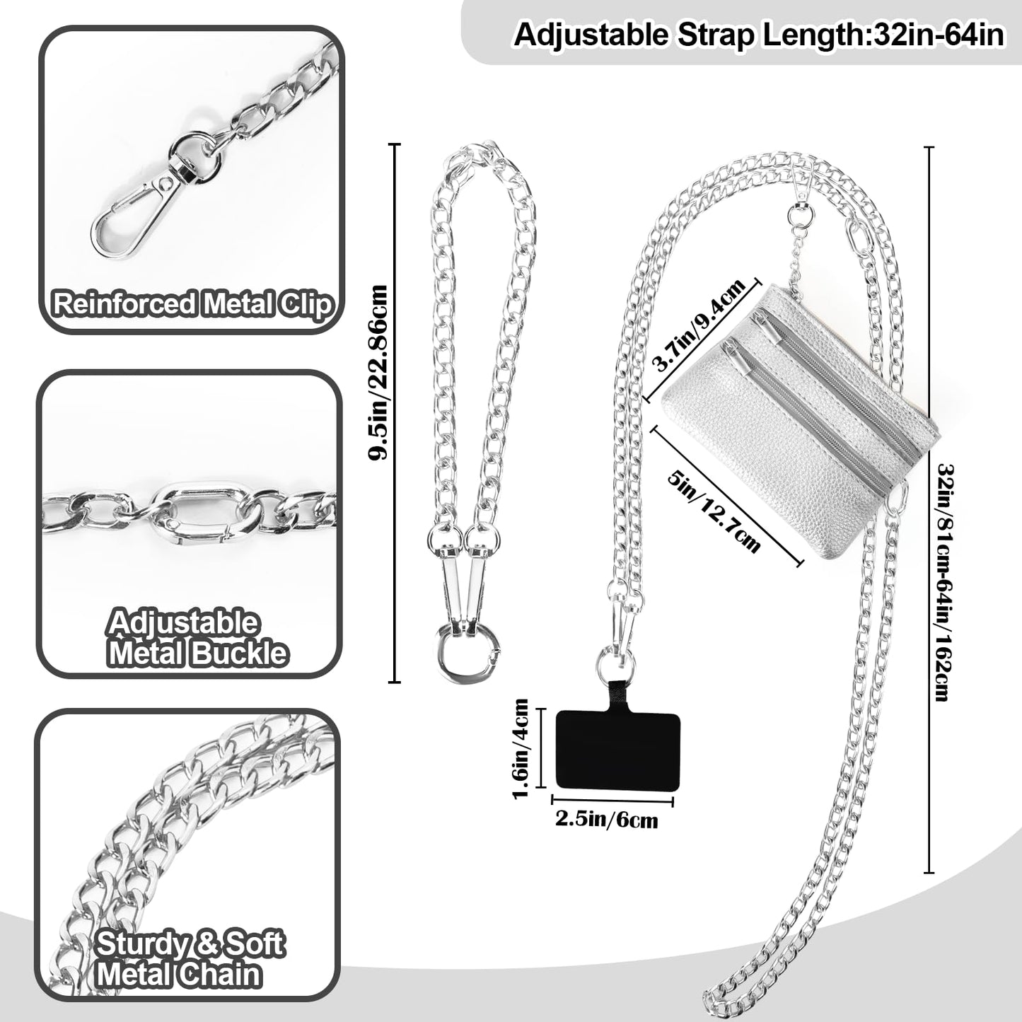 XANGNIER Clip and Go Strap for Phone with Wallet Crossbody,Phone Strap with Zippered Wallet, Adjustable Anti Theft Cellphone Lanyard for Women, Cellphone Chain Accessories,Leopard