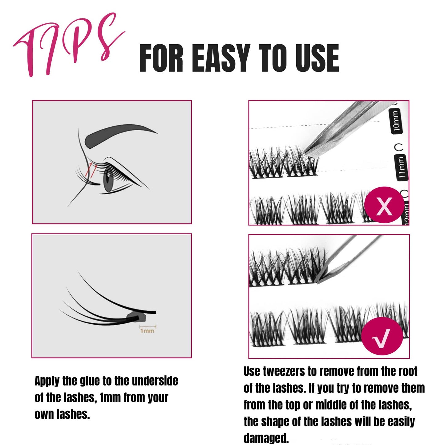 Lash Extension Kit 72 Cluster Individual Lashes Natural with Lash Bond and Seal Super Hold Eyelash Tweezers Lash Glue Remover Easy to Remove Lash Clusters Kit DIY at Home 10-16mm C/D Curl - OP01