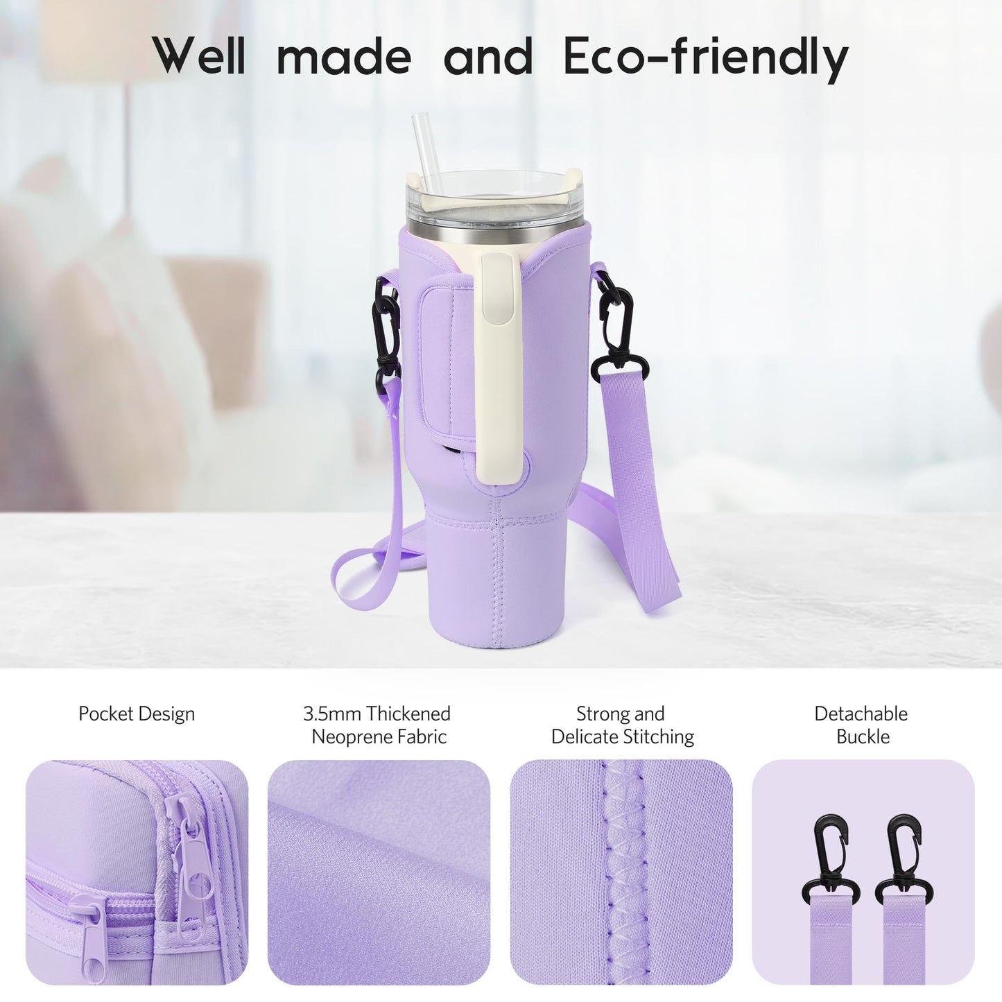 Stanley Cup Carrier With Pocket With Adjustable Strap