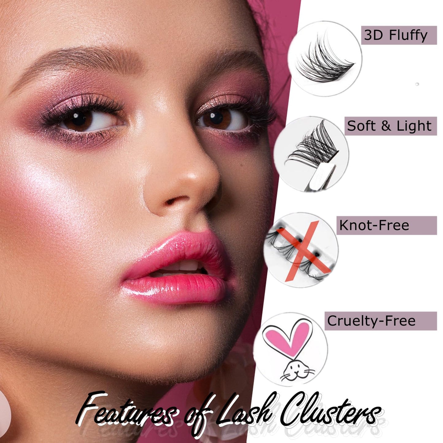 Lash Extension Kit 72 Cluster Individual Lashes Natural with Lash Bond and Seal Super Hold Eyelash Tweezers Lash Glue Remover Easy to Remove Lash Clusters Kit DIY at Home 10-16mm C/D Curl - OP01
