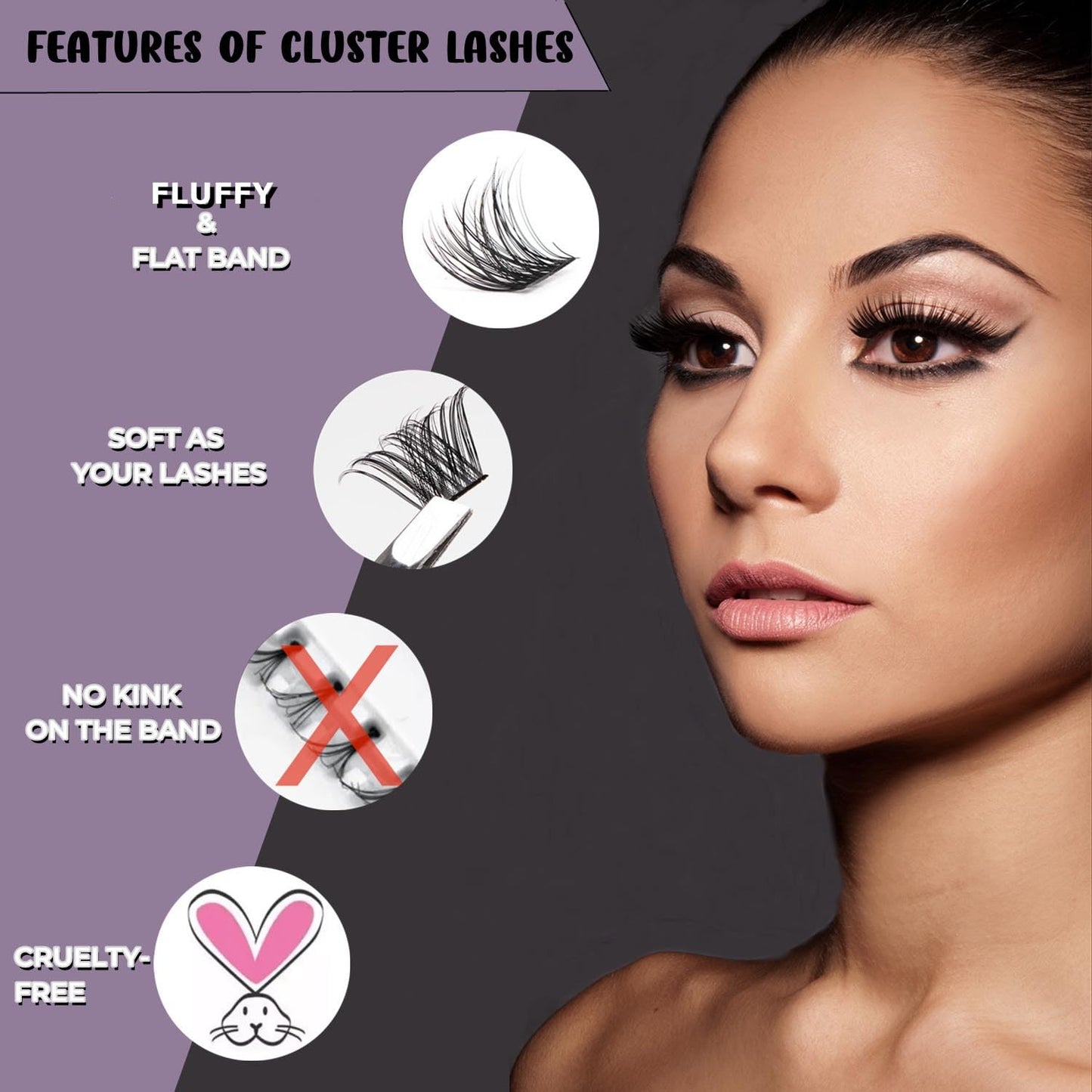Lash Extension Kit 72 Cluster Individual Lashes Natural with Lash Bond and Seal Super Hold Eyelash Tweezers Lash Glue Remover Easy to Remove Lash Clusters Kit DIY at Home 10-16mm C/D Curl - OP01