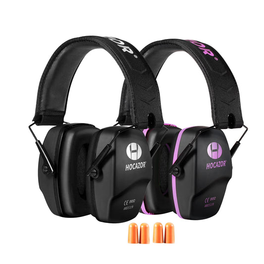 Hocazor Shooting Ear Protection NRR 26dB Suit for Shooters Hunting Range Racing Concert Sports Events Airports - Black&Purple HO1006