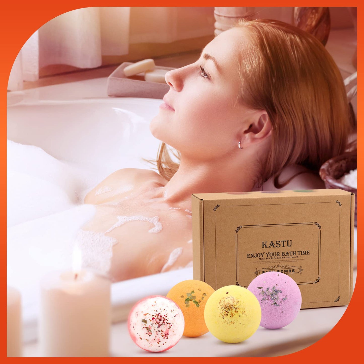 KASTU Bath Bombs Salt Balls,12 PCS Gift Set,Vanilla Menthol Rose Extract Essential Oils,Moisturizing Dry Skin,Fizzy Spa,Relaxing,Bubble Bath Bomb for Gifts Idea for Men Women