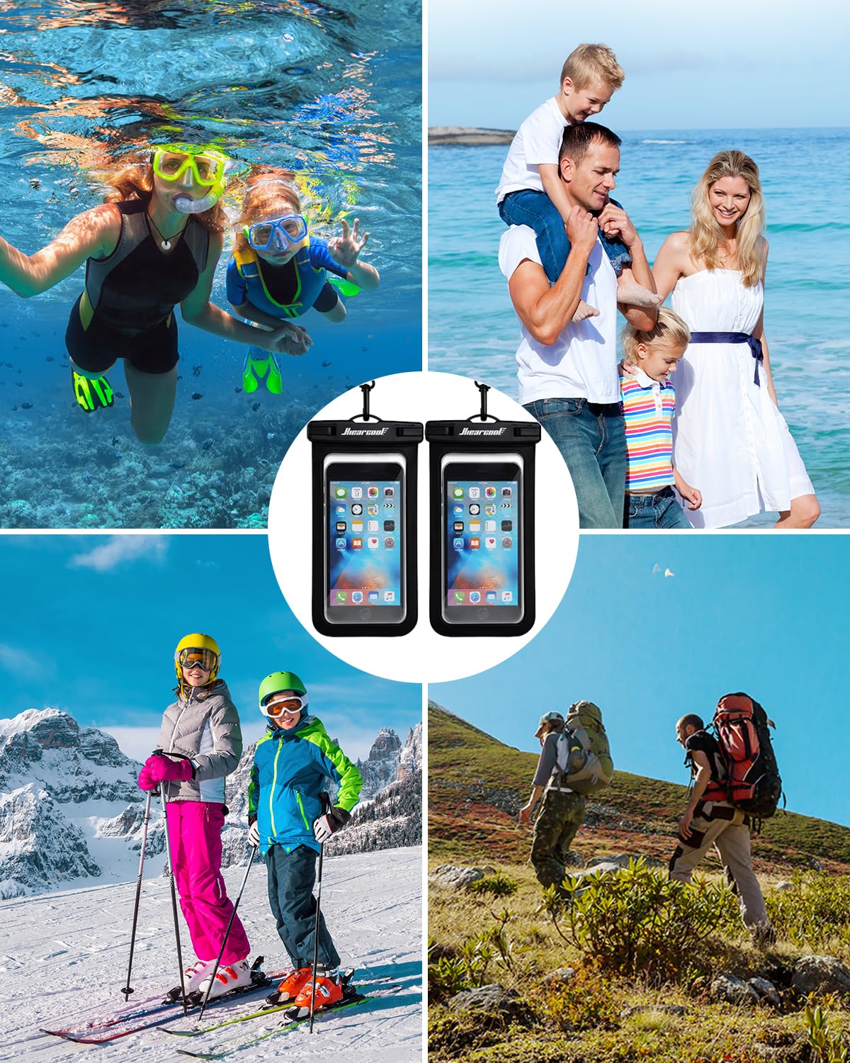Hiearcool Waterproof Phone Pouch, Waterproof Phone Case for iPhone 15 14 13 12 Pro Max, IPX8 Cellphone Dry Bag Beach Cruise Ship Essentials 2Pack-8.3"