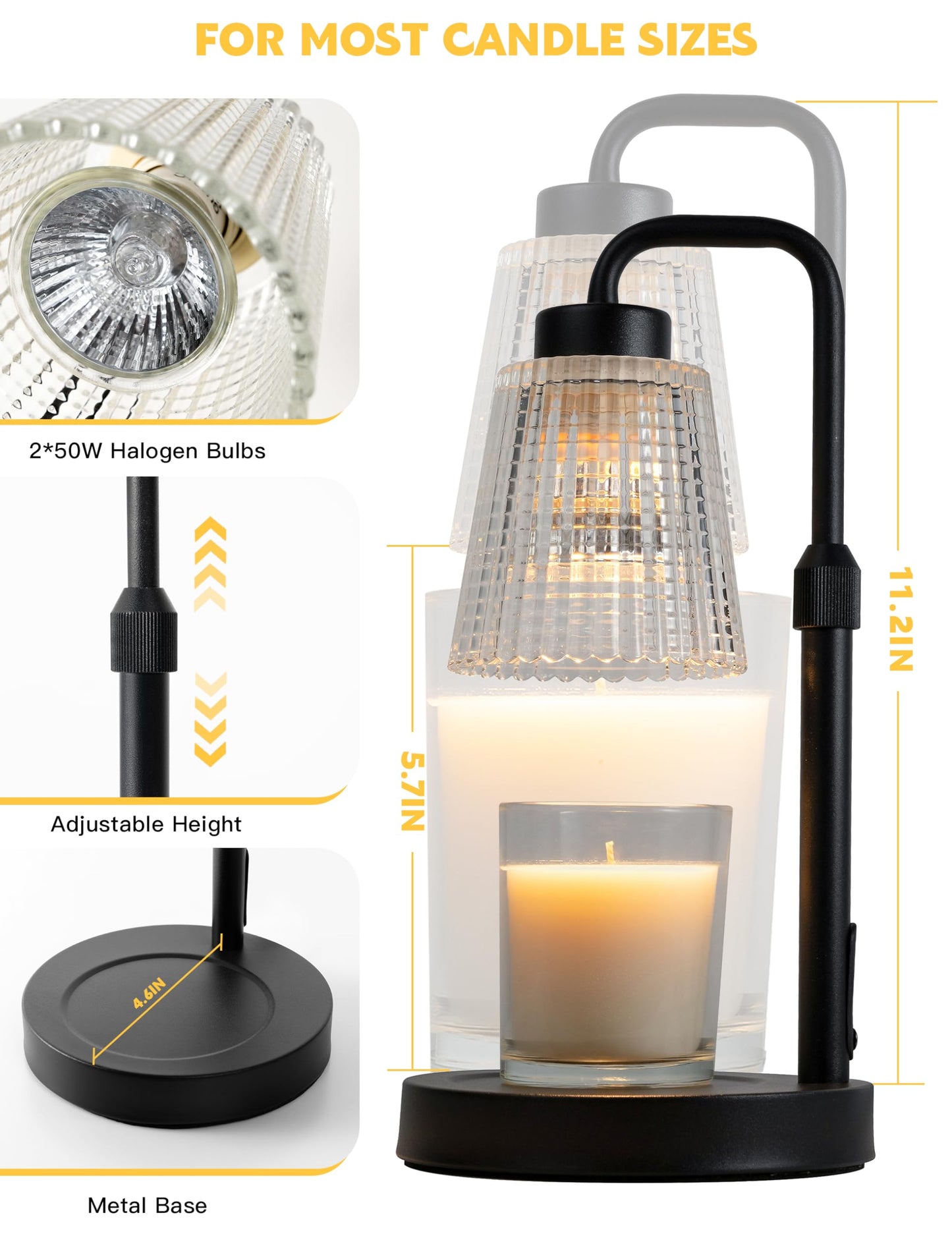 GODONLIF Candle Warmer Lamp with Timer Dimmable, Birthday Gifts for Women Mom, House Warming Gifts New Home Decor, Wax Melt Warmer for Jar Candles with 2 Bulbs