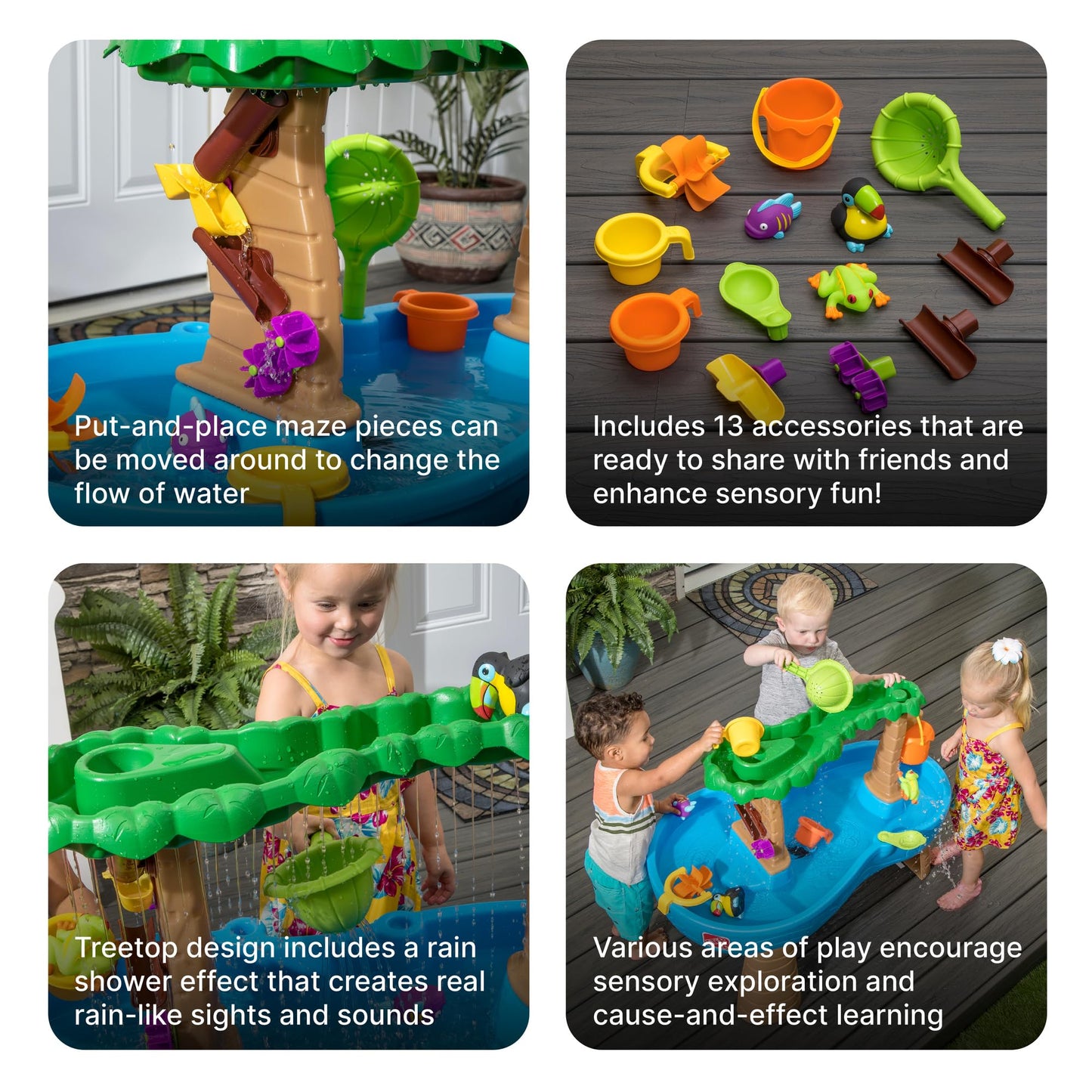 Step2 Rain Showers Splash Pond Toddler Water Table, Kids Water and Sand Activity Sensory Playset, Summer Outdoor Toys, 13 Piece Toy Accessories, For Toddles 1.5+ Years Old