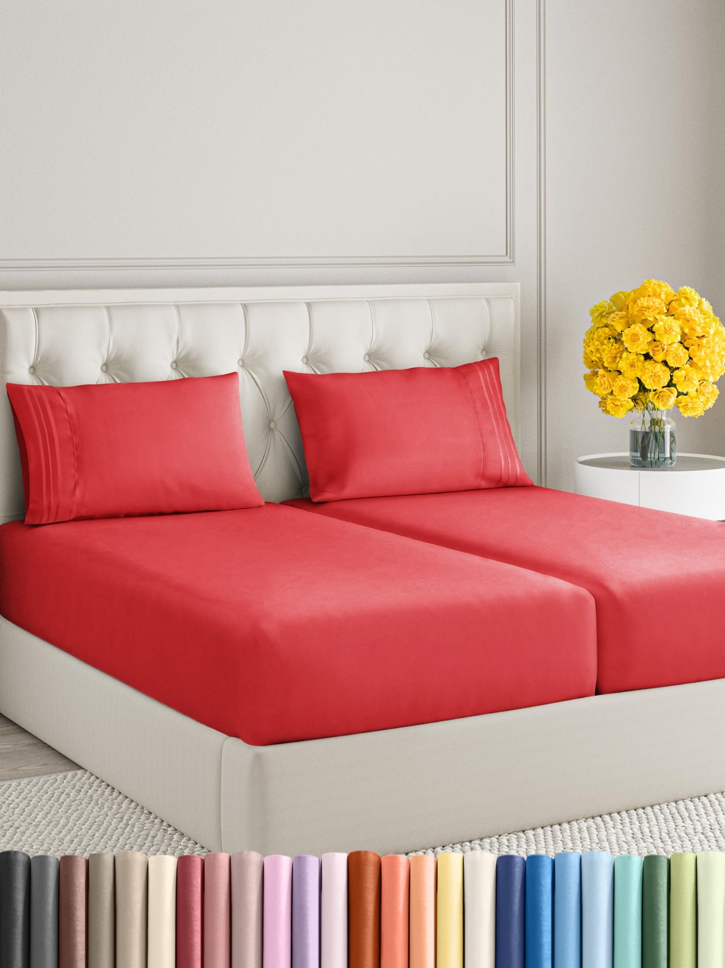 Queen Size 4 Piece Sheet Set - Comfy Breathable & Cooling Sheets - Hotel Luxury Bed Sheets for Women & Men - Deep Pockets, Easy-Fit, Extra Soft & Wrinkle Free Sheets - White Oeko-Tex Bed Sheet Set