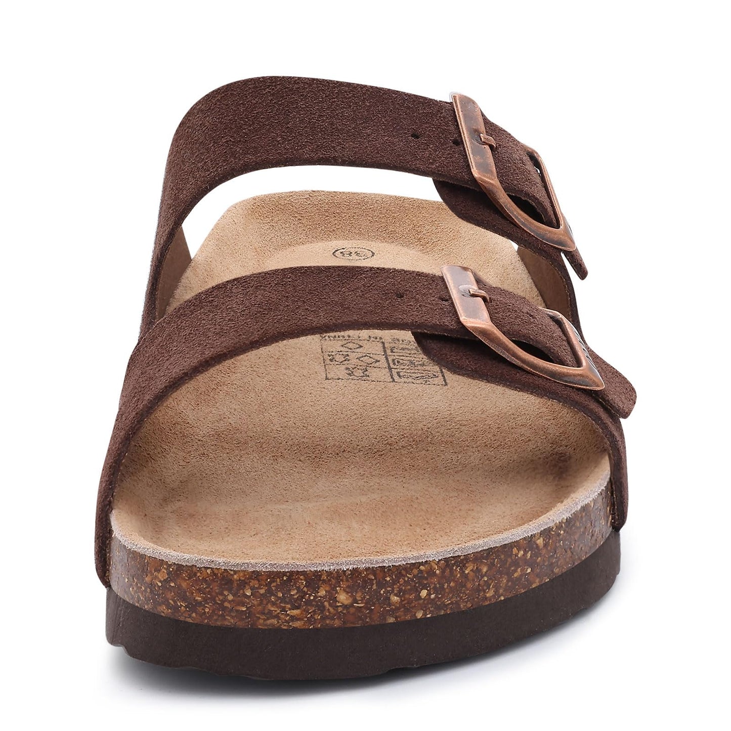 ODOLY Women's Cork Footbed Slide Sandal, Arch Support Summer Outdoor Sandals with Adjustable Buckle, Black US Women Size 10, EU Women Size 41