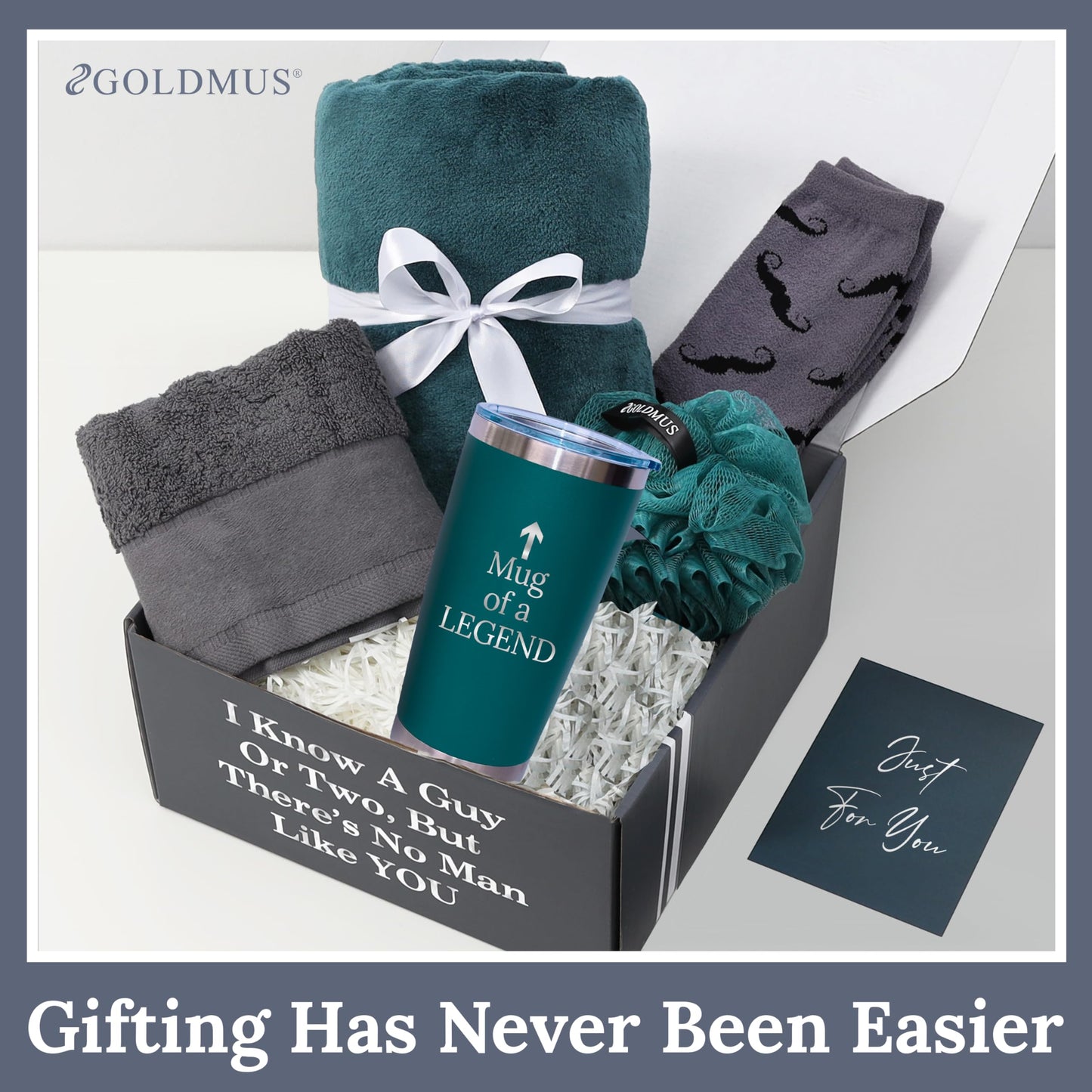 GOLDMUS Men Gift Set - Unique Gift Box for Men - Outstanding Birthday Gifts for Men, Thoughtful Gifts for Dad, Popular Gifts for Boyfriend & Thank You Gifts for Men - The Premium Gift Baskets for Men