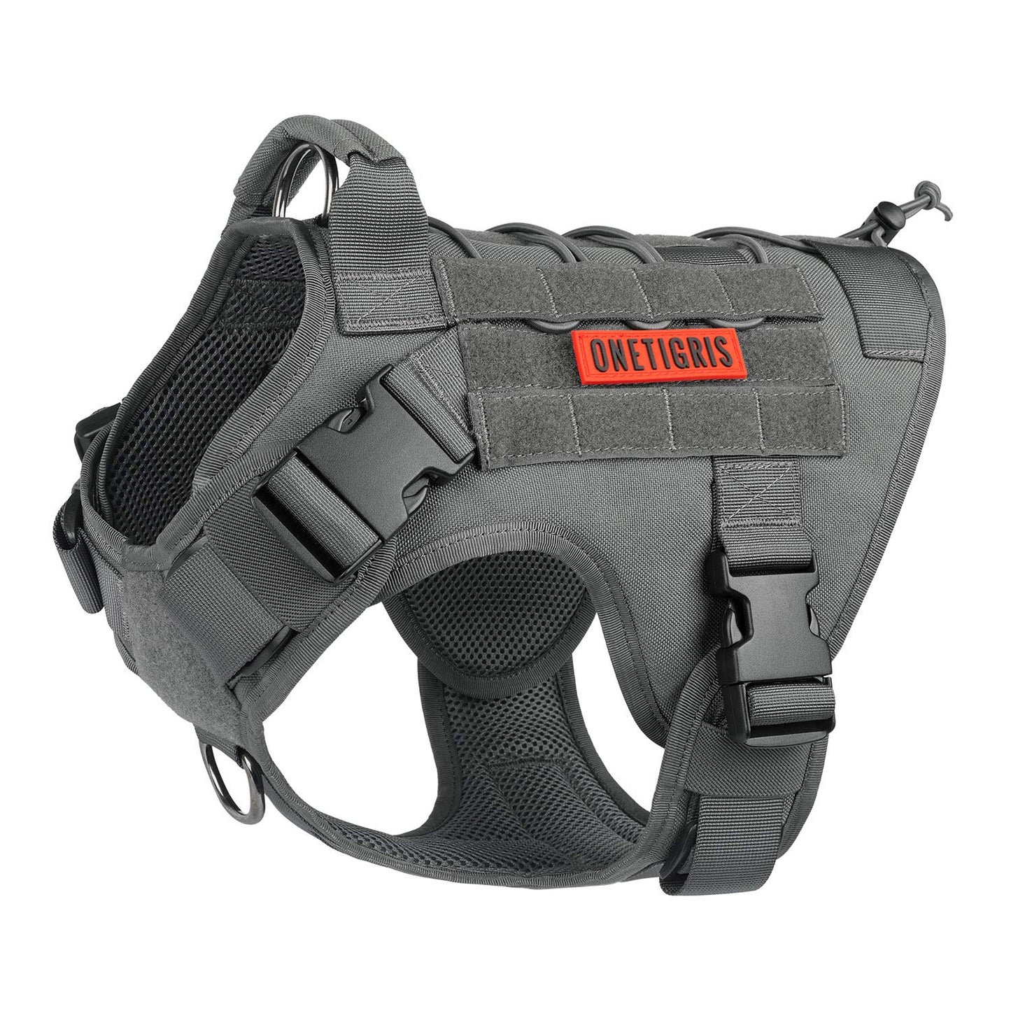 OneTigris Tactical Dog Harness - Fire Watcher Comfortable Patrol Vest (Black, Medium)