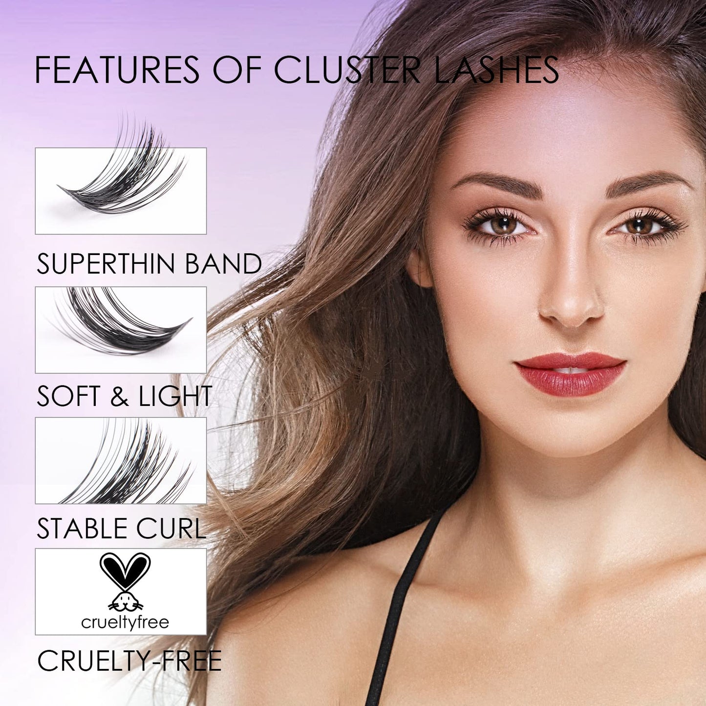 Lash Extension Kit 72 Cluster Individual Lashes Natural with Lash Bond and Seal Super Hold Eyelash Tweezers Lash Glue Remover Easy to Remove Lash Clusters Kit DIY at Home 10-16mm C/D Curl - OP01