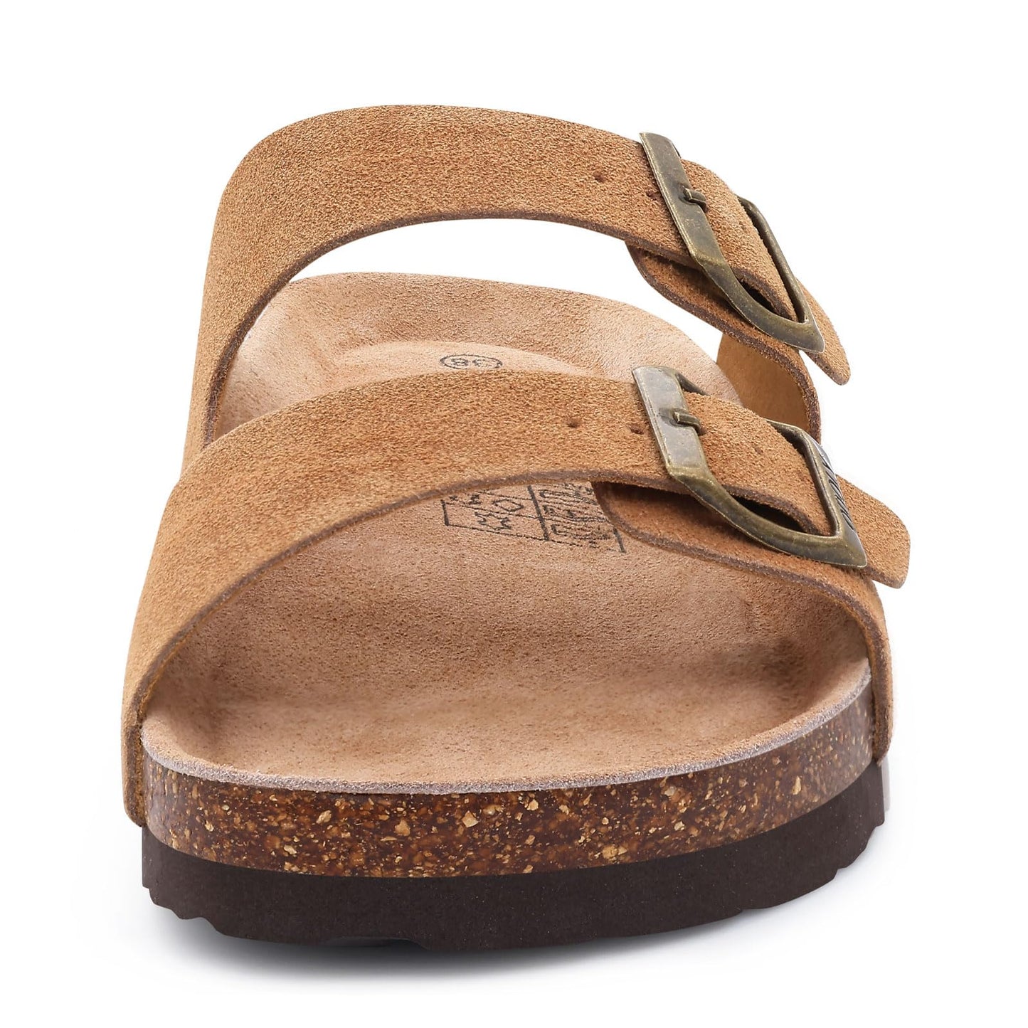 ODOLY Women's Cork Footbed Slide Sandal, Arch Support Summer Outdoor Sandals with Adjustable Buckle, Black US Women Size 10, EU Women Size 41