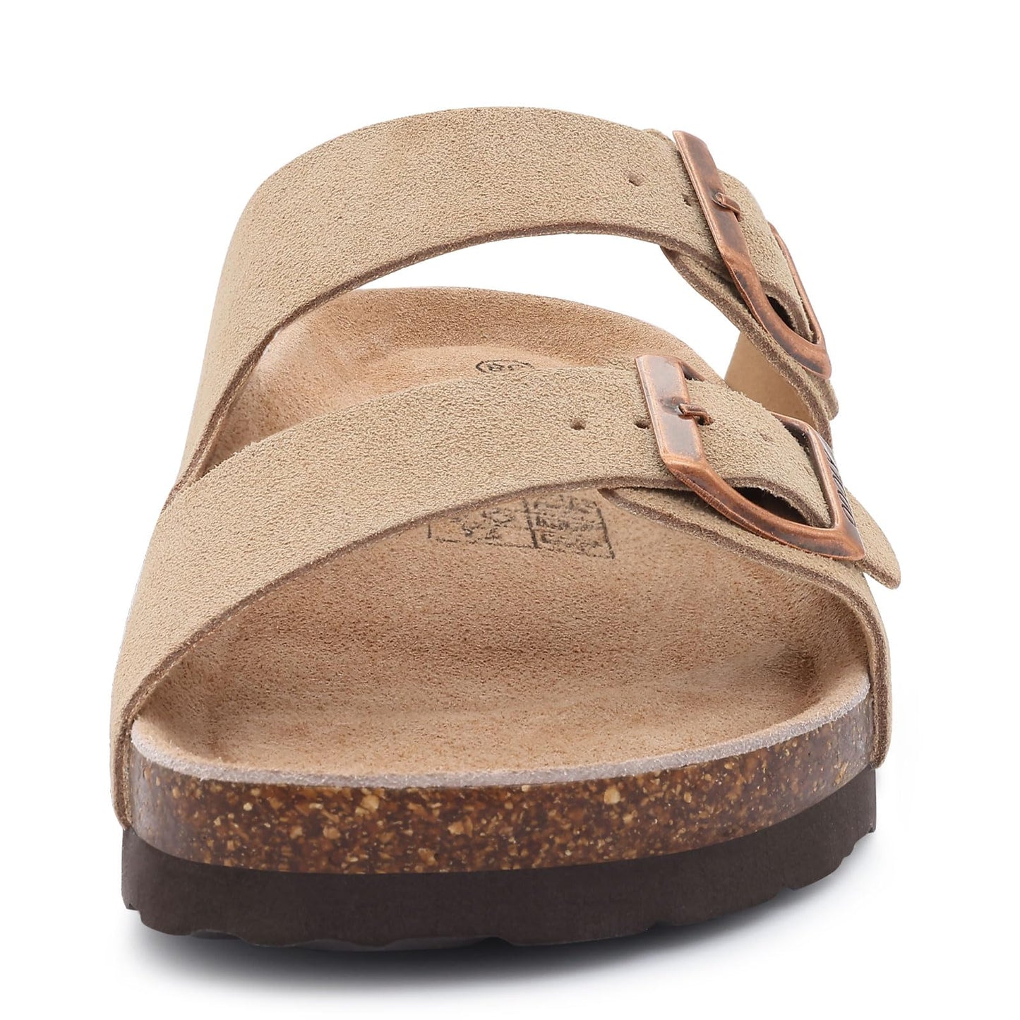 ODOLY Women's Cork Footbed Slide Sandal, Arch Support Summer Outdoor Sandals with Adjustable Buckle, Black US Women Size 10, EU Women Size 41