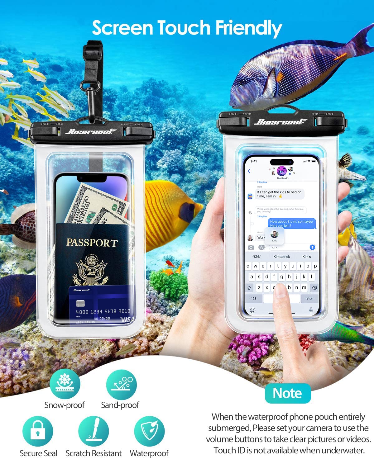 Hiearcool Waterproof Phone Pouch, Waterproof Phone Case for iPhone 15 14 13 12 Pro Max, IPX8 Cellphone Dry Bag Beach Cruise Ship Essentials 2Pack-8.3"