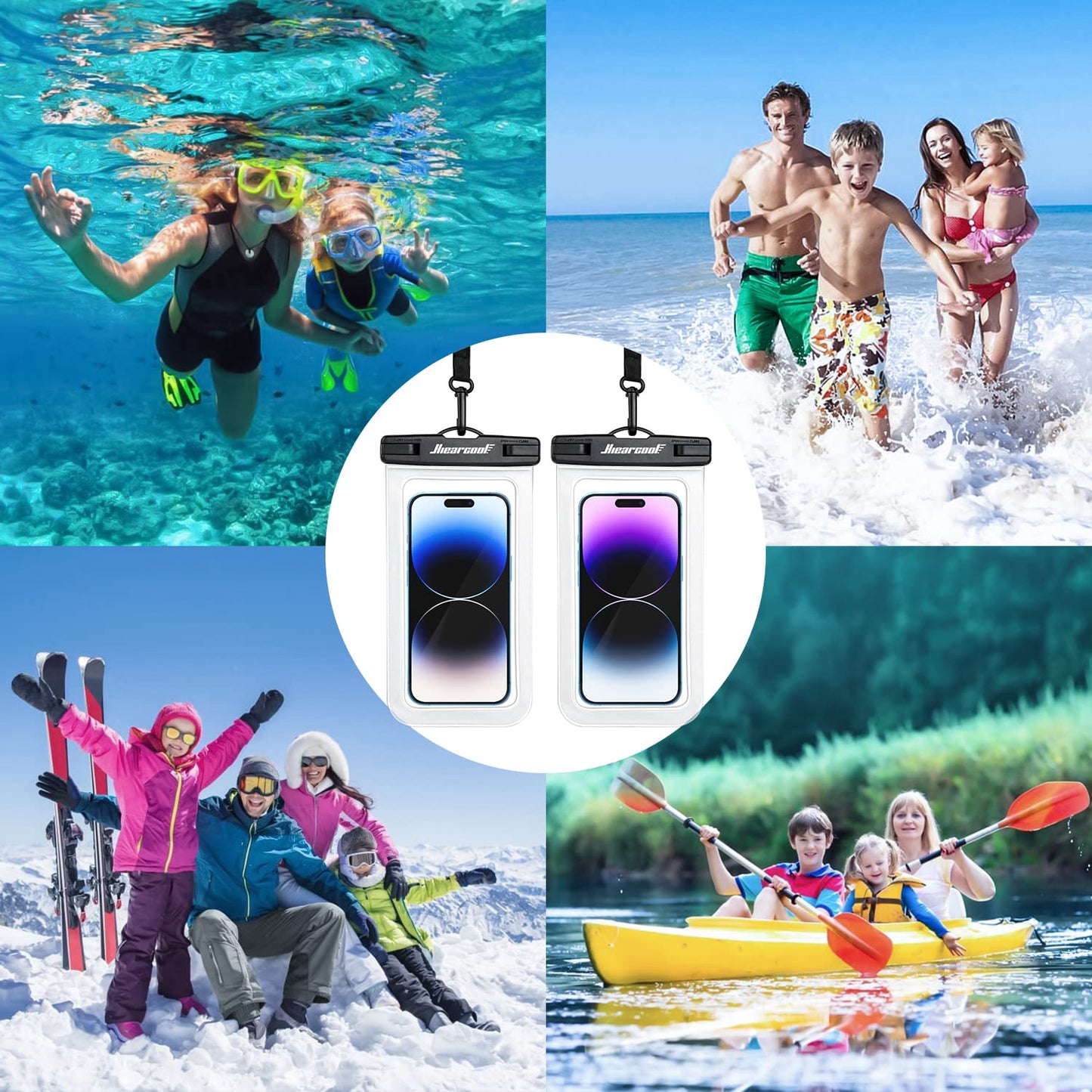 Hiearcool Waterproof Phone Pouch, Waterproof Phone Case for iPhone 15 14 13 12 Pro Max, IPX8 Cellphone Dry Bag Beach Cruise Ship Essentials 2Pack-8.3"