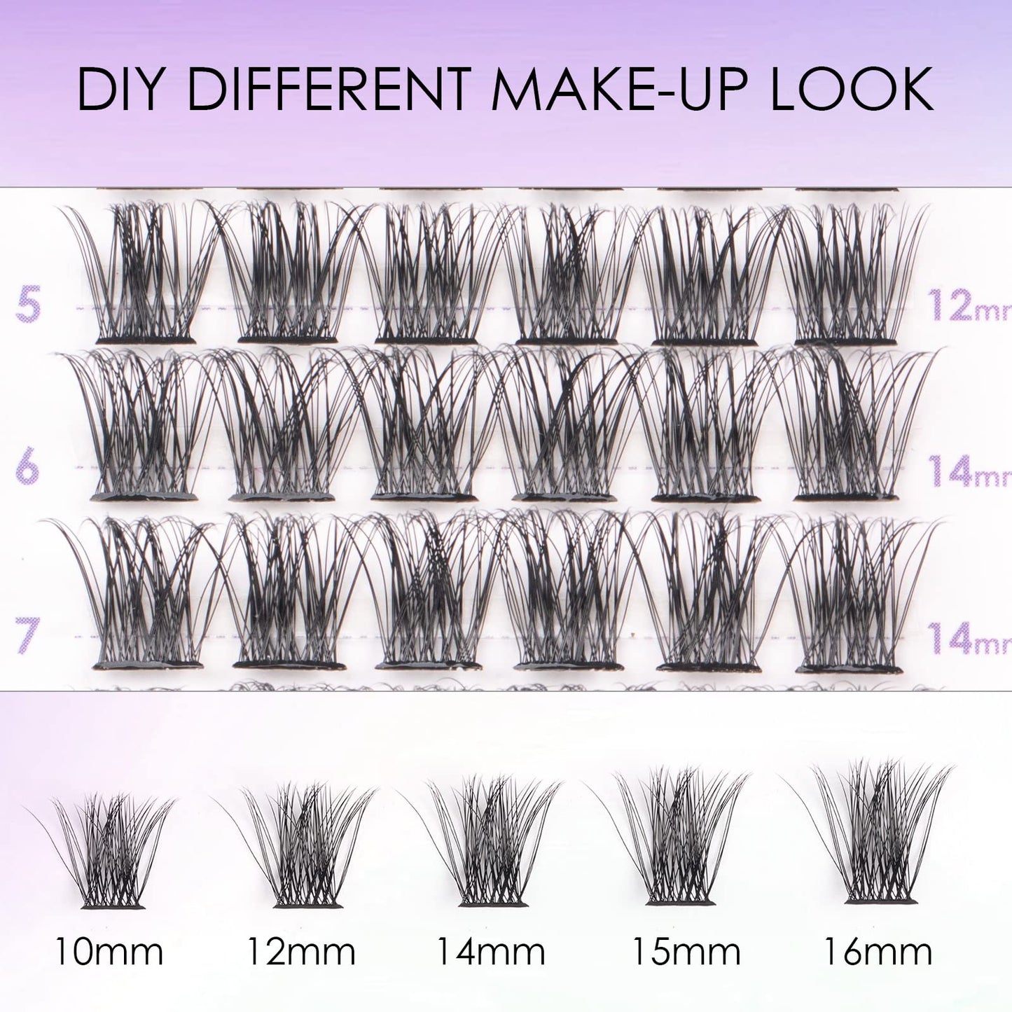 Lash Extension Kit 72 Cluster Individual Lashes Natural with Lash Bond and Seal Super Hold Eyelash Tweezers Lash Glue Remover Easy to Remove Lash Clusters Kit DIY at Home 10-16mm C/D Curl - OP01