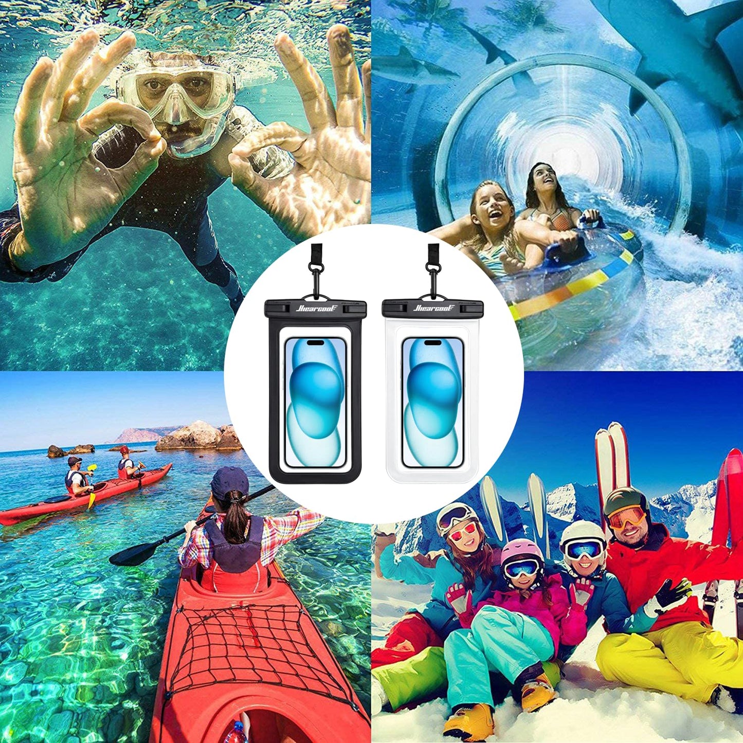 Hiearcool Waterproof Phone Pouch, Waterproof Phone Case for iPhone 15 14 13 12 Pro Max, IPX8 Cellphone Dry Bag Beach Cruise Ship Essentials 2Pack-8.3"